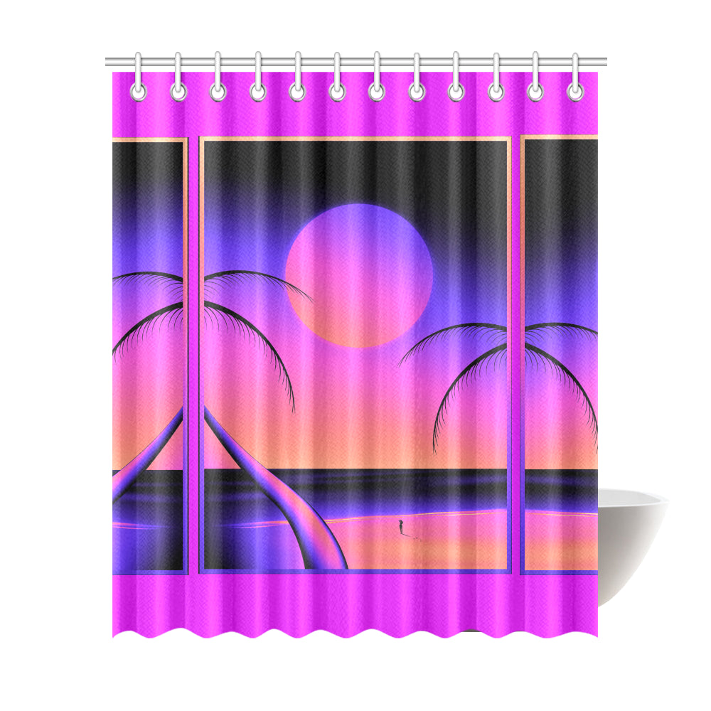 Retro Violet Glow (Pink) Shower Curtain 72"x84"