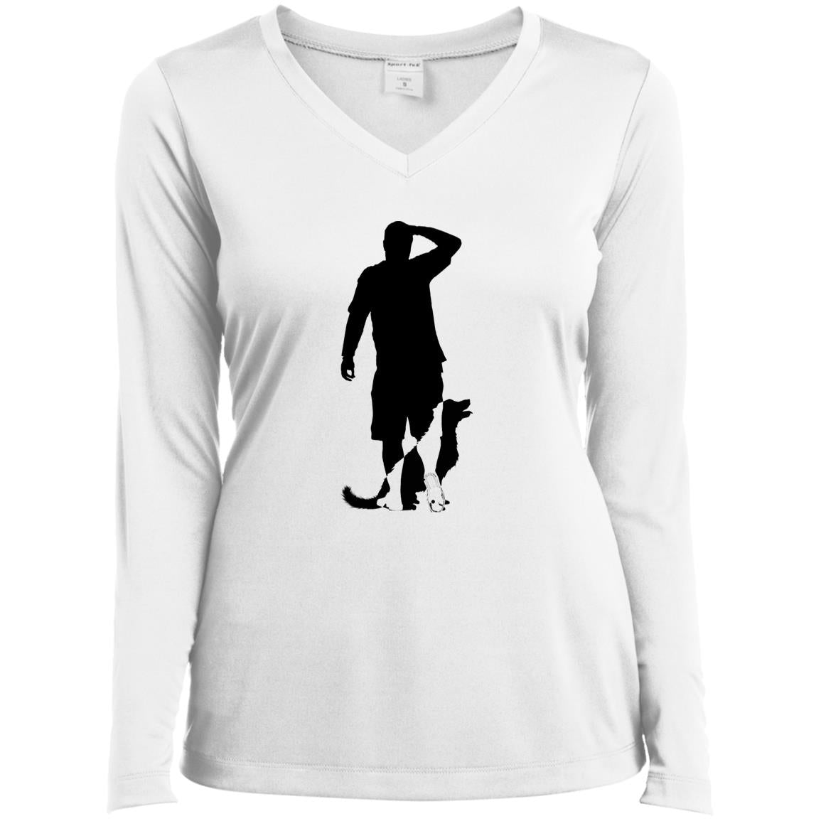 Dude&Dot Ladies’ Long Sleeve Performance V-Neck Tee