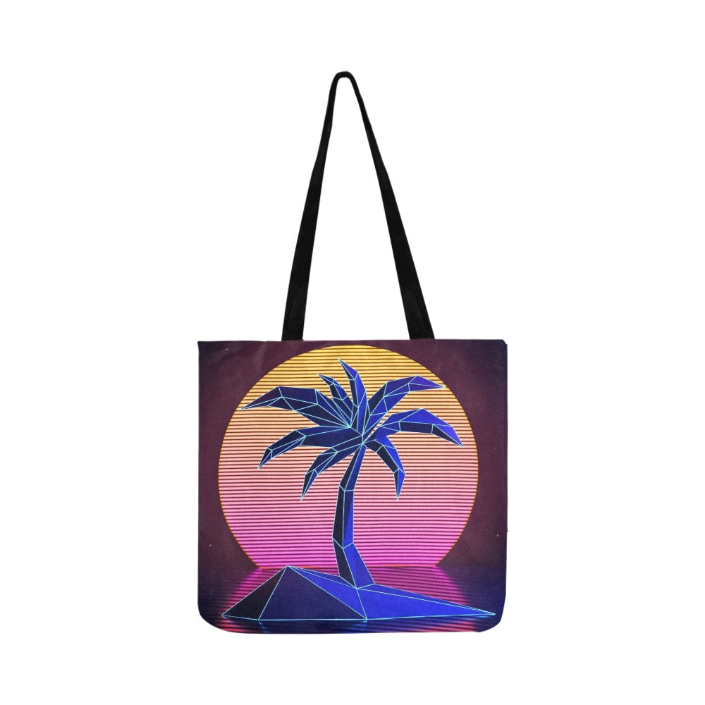 Retro Neon Palm Tree Reusable Shopping Bag