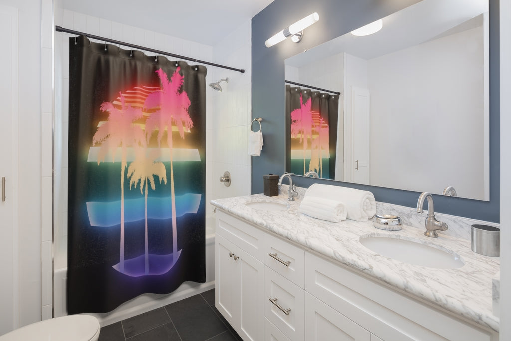 Retro 85 Neon Sunset Shower Curtain