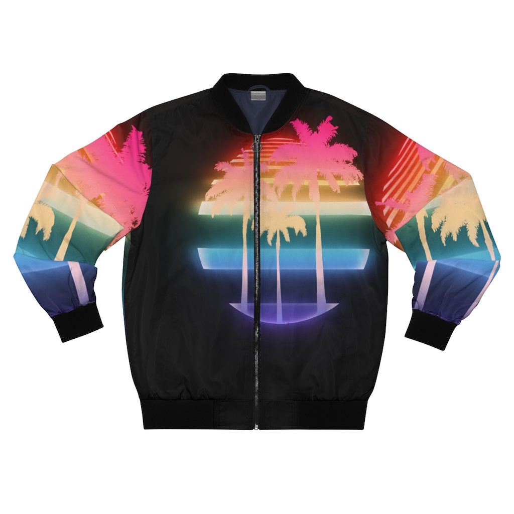 Retro 85 Neon Sunset Bomber Jacket