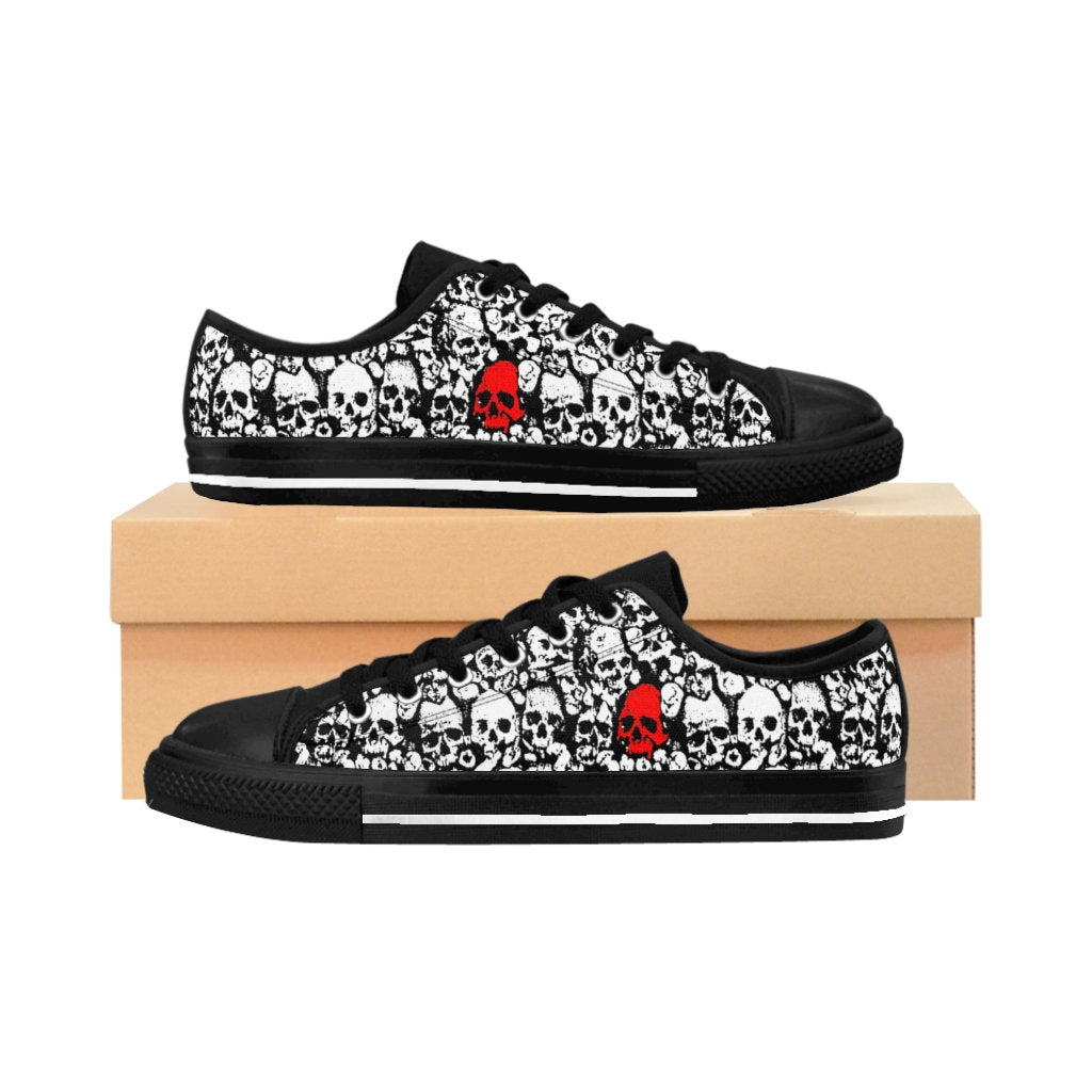 Men's Red Skull Lo-Tops Shoes