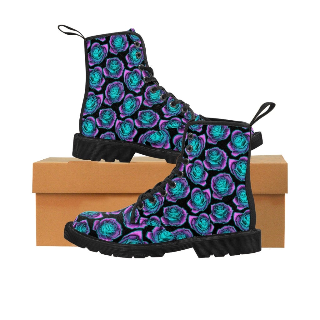 Women's Neon Roses Canvas Boots
