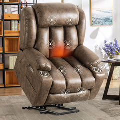 CDCASA Oversized Power Lift Recliner Chair with Massage and Heat for Elderly