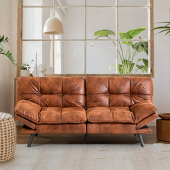 Hcore Convertible Leather Futon Loveseat Sofa
