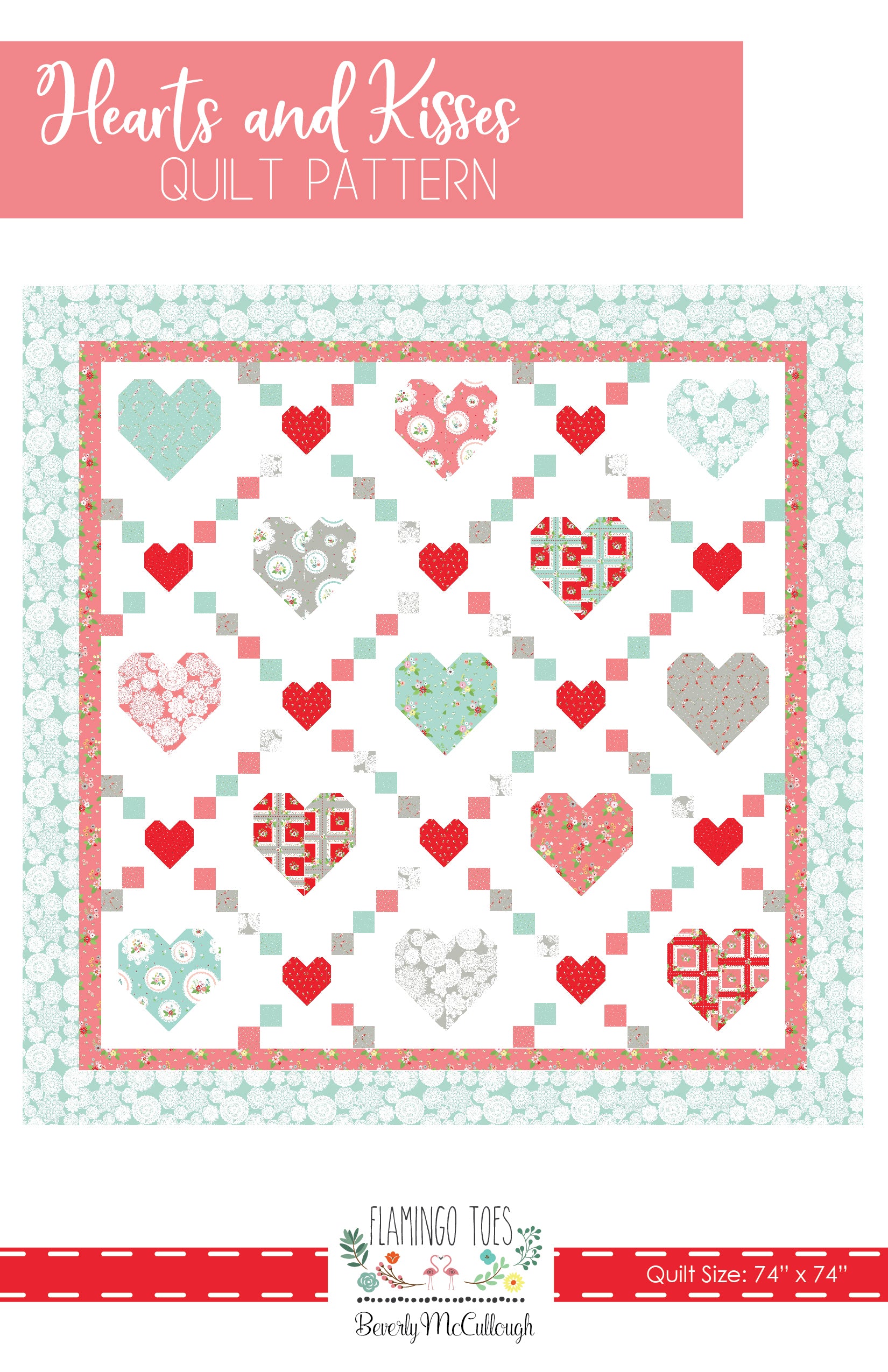 Hearts and Kisses Quilt Paper Pattern
