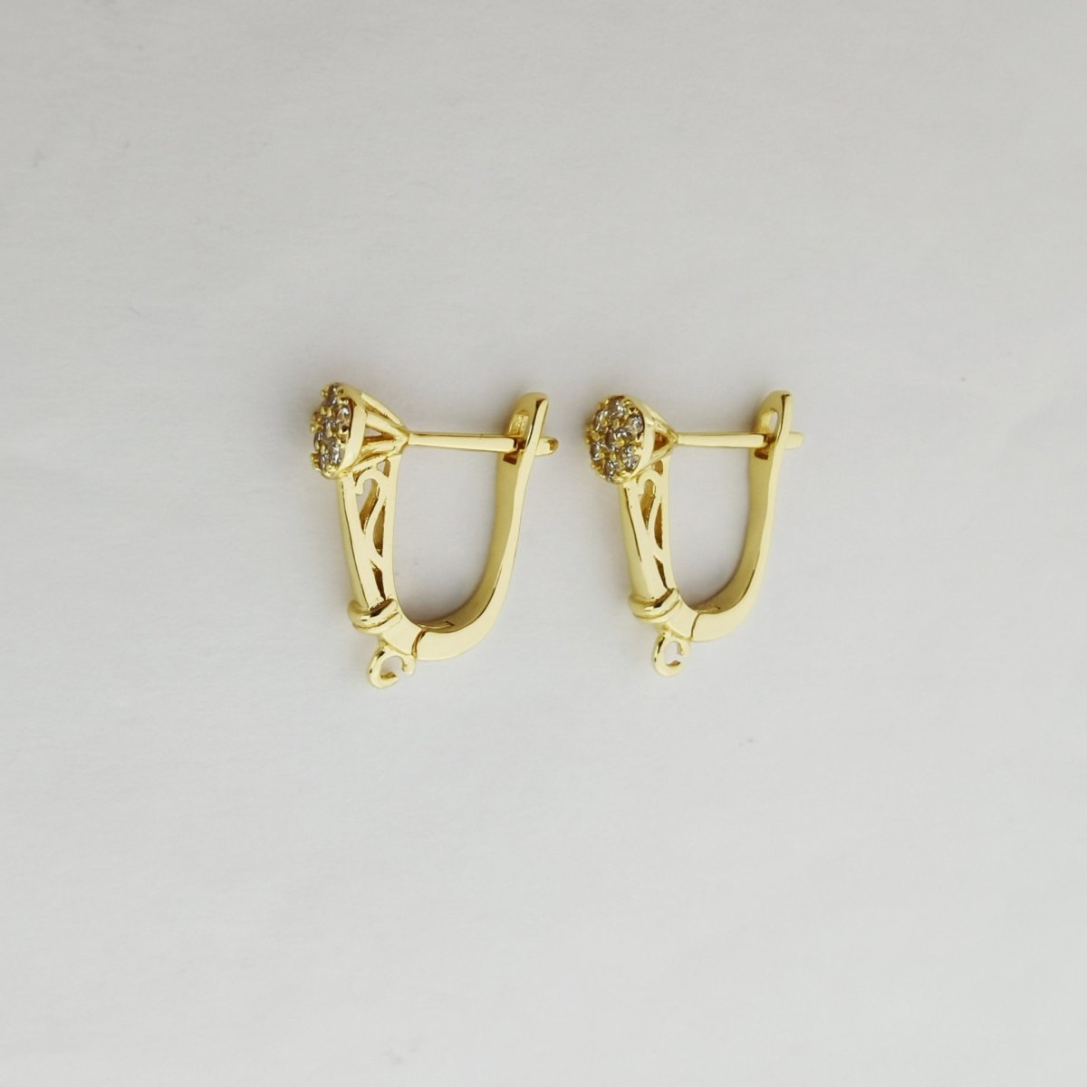 Golden Latch Back Earrings With Diamonds