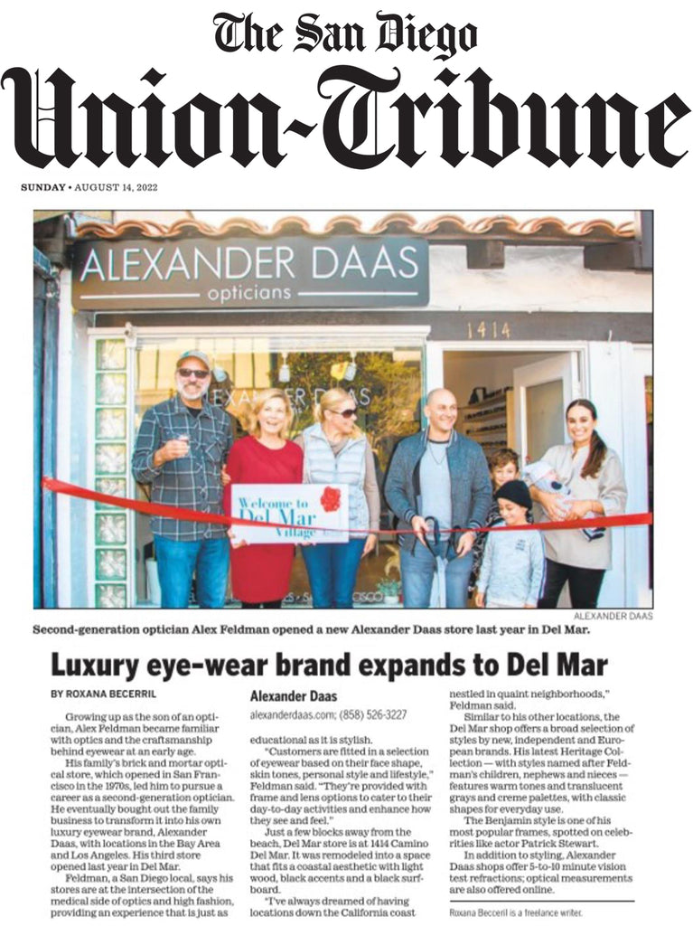 Alexander Daas expands to Del Mar - San Diego Union Tribune Print Clipping