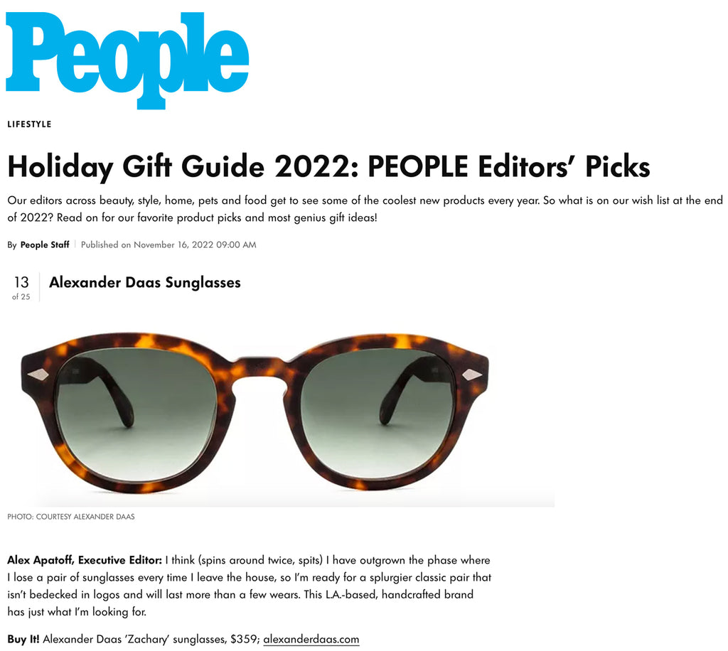 Alexander Daas Zachary Sunglasses featured in People Magazine
