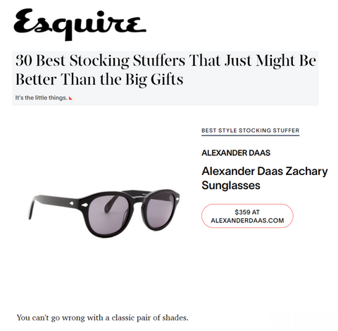 Esquire features Alexander Daas Zachary Sunglasses