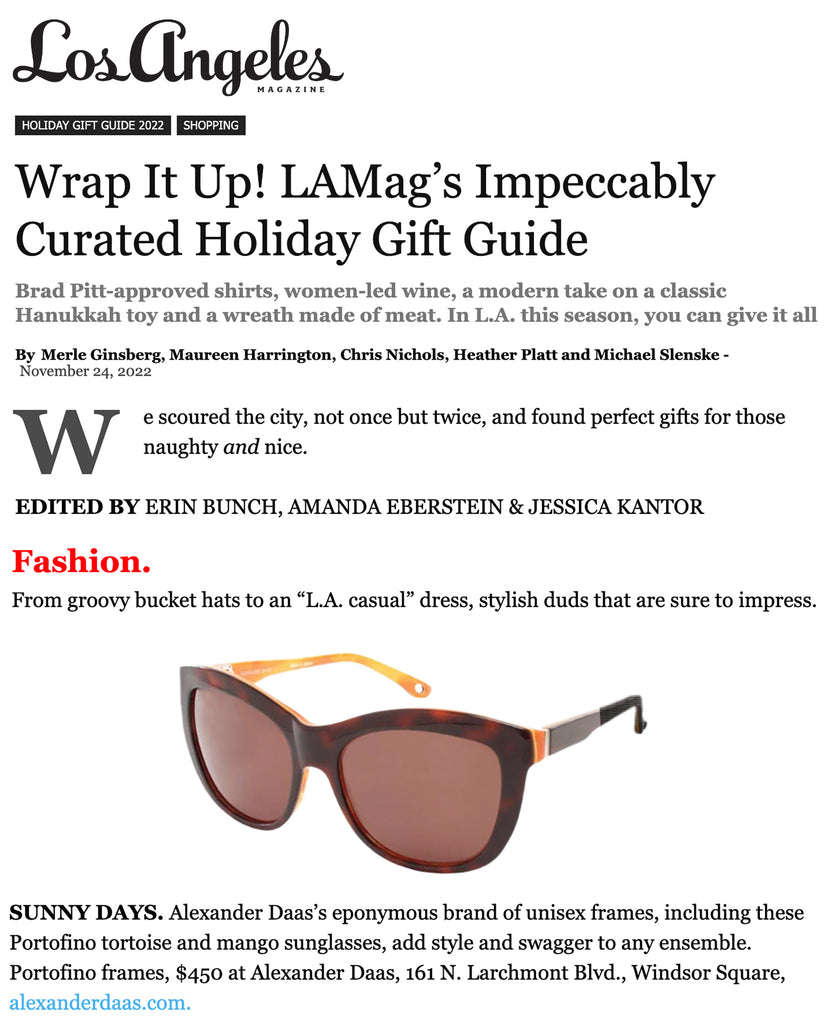 Los Angeles Magazine featuring Alexander Daas Portofino in Gift Guide