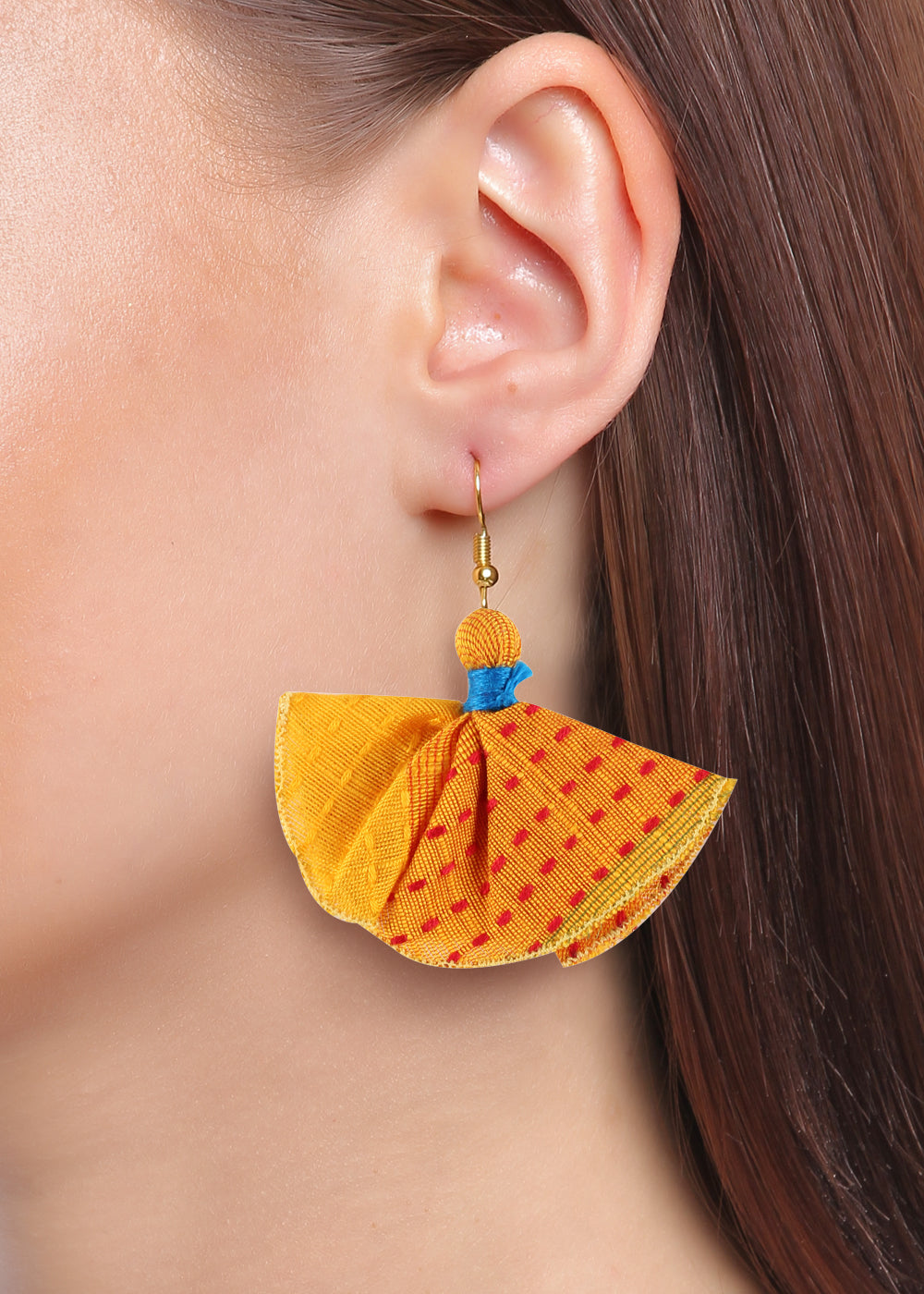 Mustard Yellow Mughal Jaal Tassel Earrings by Kapraaha | The Secret Label