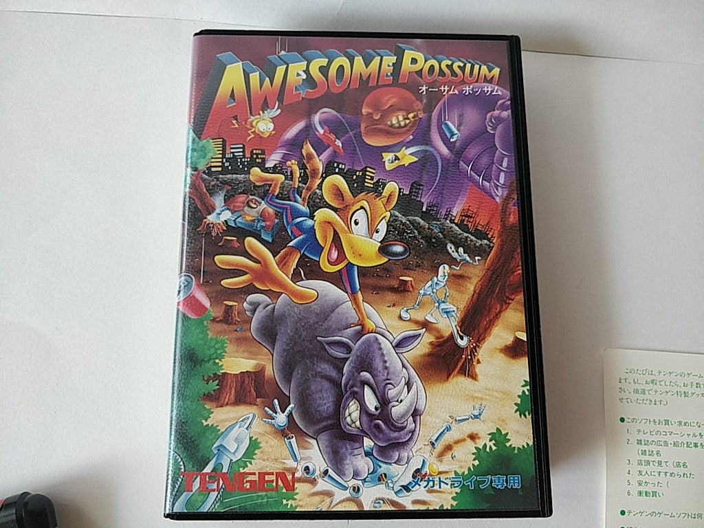 AWESOME POSSUM TENGEN SEGA MEGA DRIVE (Genesis ) Boxed set, tested-e08