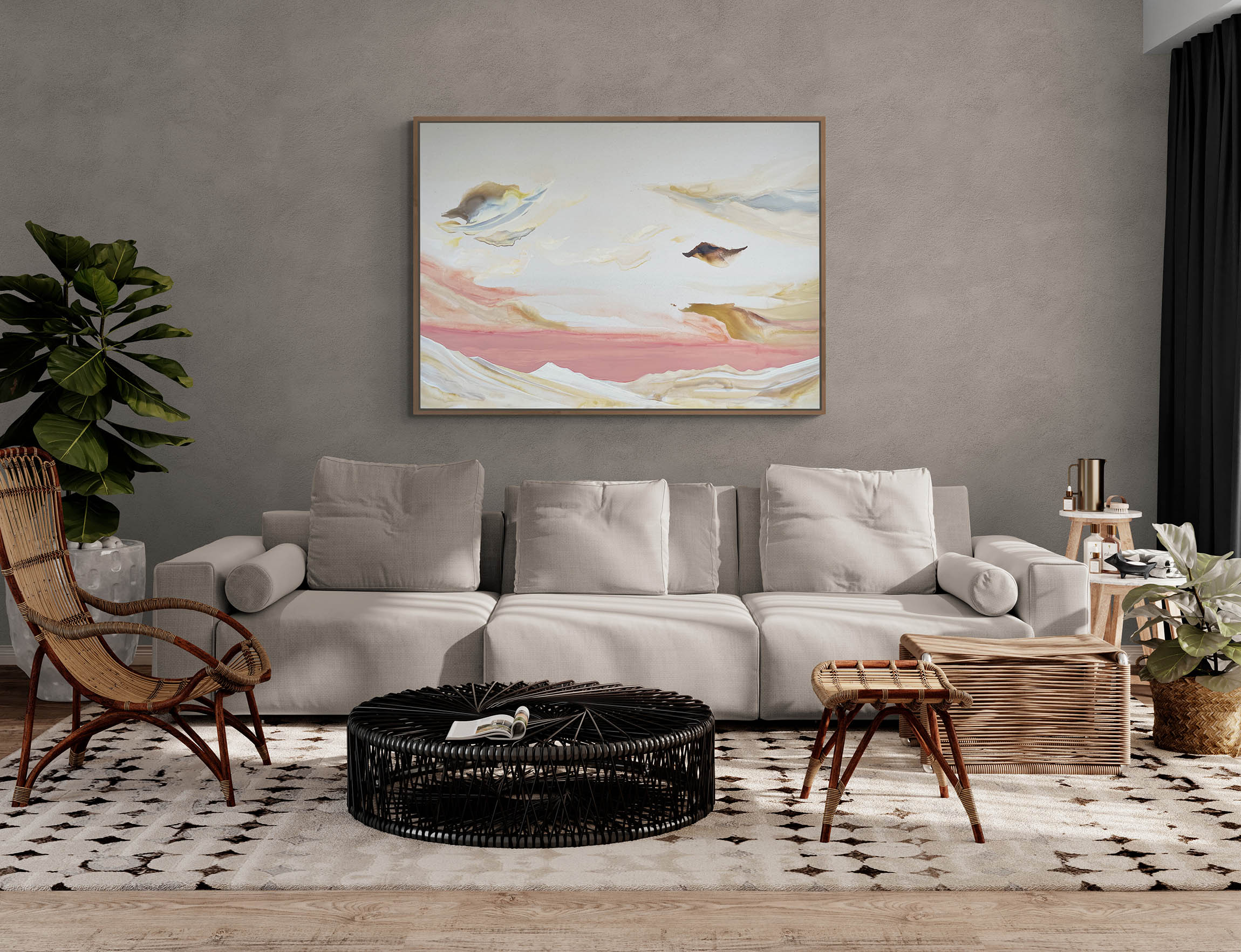 Awake my soul large original painting on canvas in interior setting