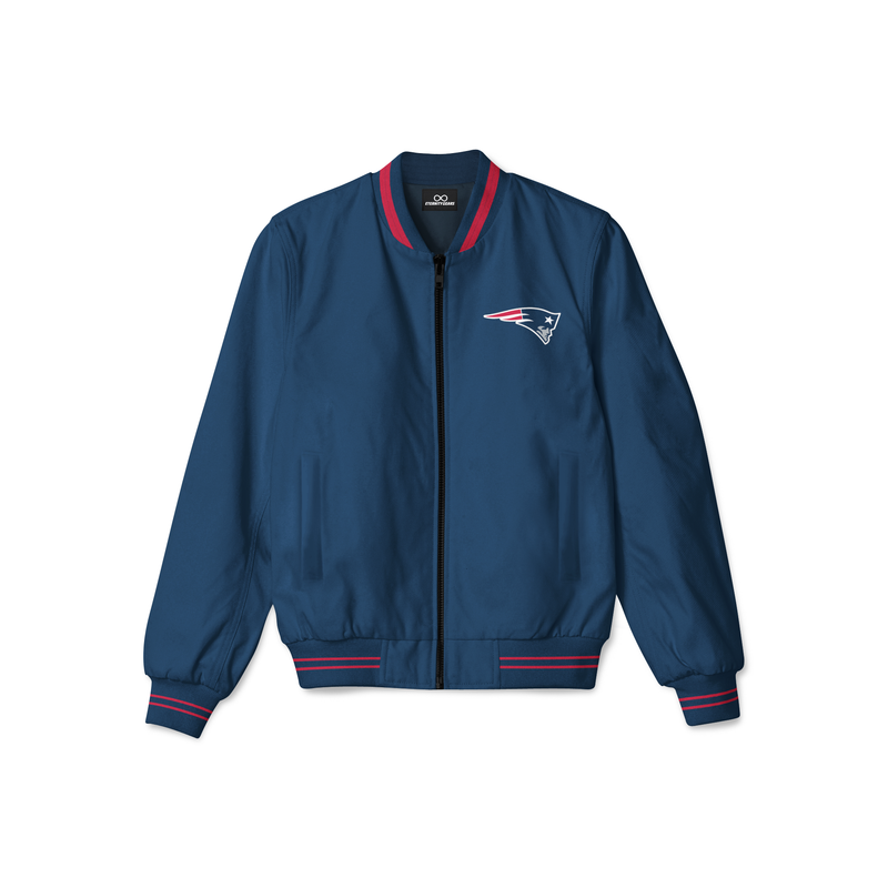 Official New Era New England Patriots NFL Team Wordmark Blue Bomber Jacket  B3013_B88 B3013_B88