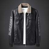 Two Tone Leather Jacket Mens Printing Lapel Leather Leather Coat One Piece Dropshipping