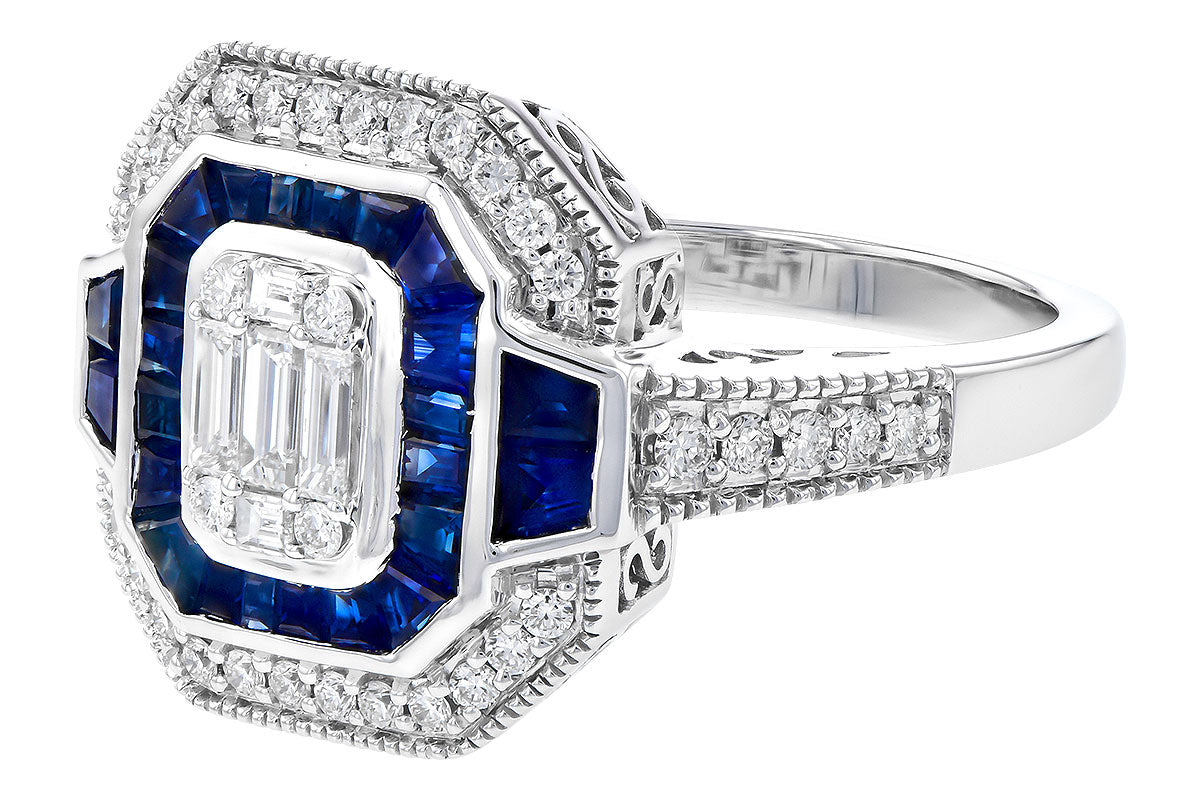 Blue Sapphire and Diamond Ring