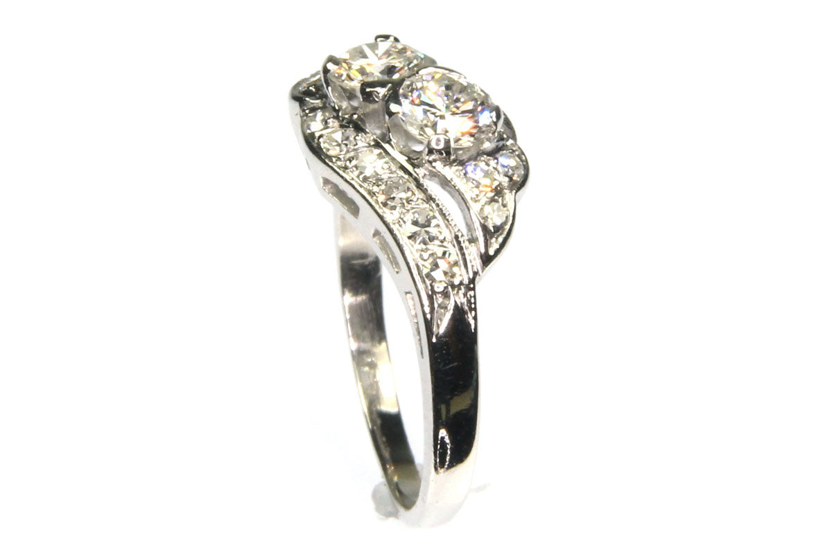 1.11ctw Two Diamond Platinum Ring