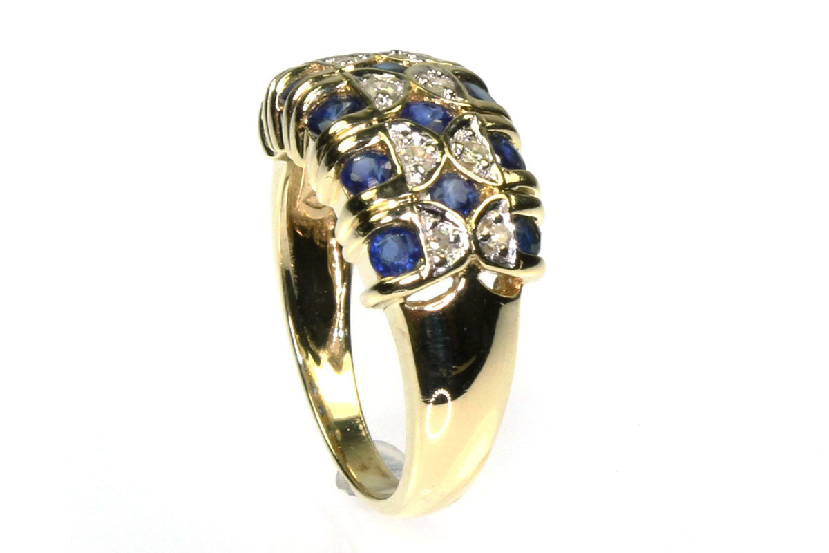 Sapphire and Diamond Basket Weave Style Band
