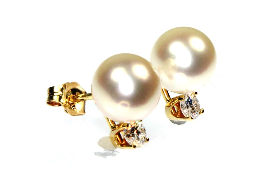 Pearl and Diamond Stud Earrings by Tiffany & Co