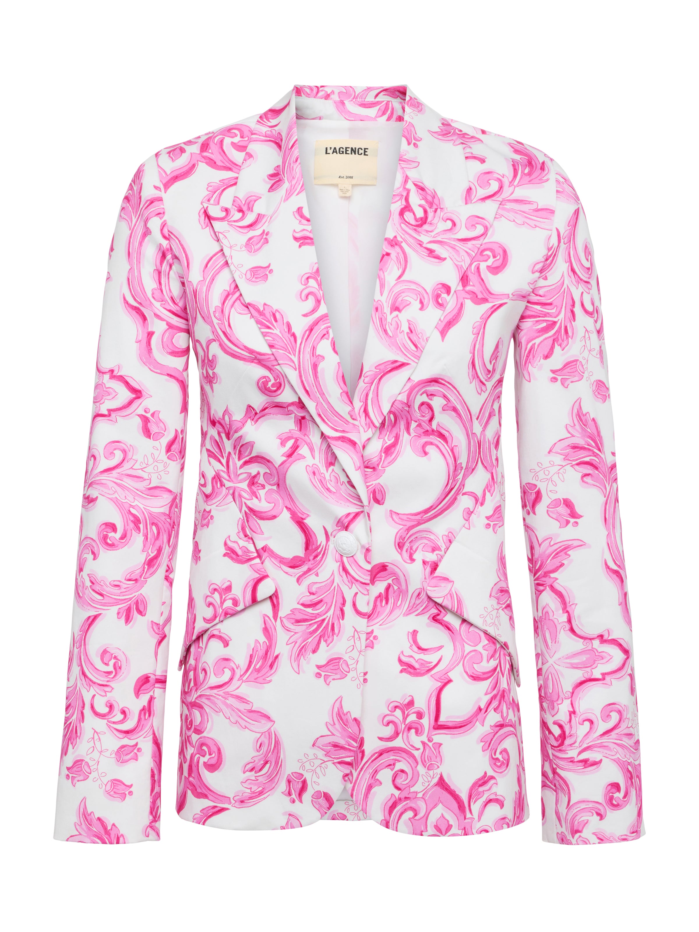 Shop L Agence Chamberlain Blazer In White/pink Mediterranean Tile