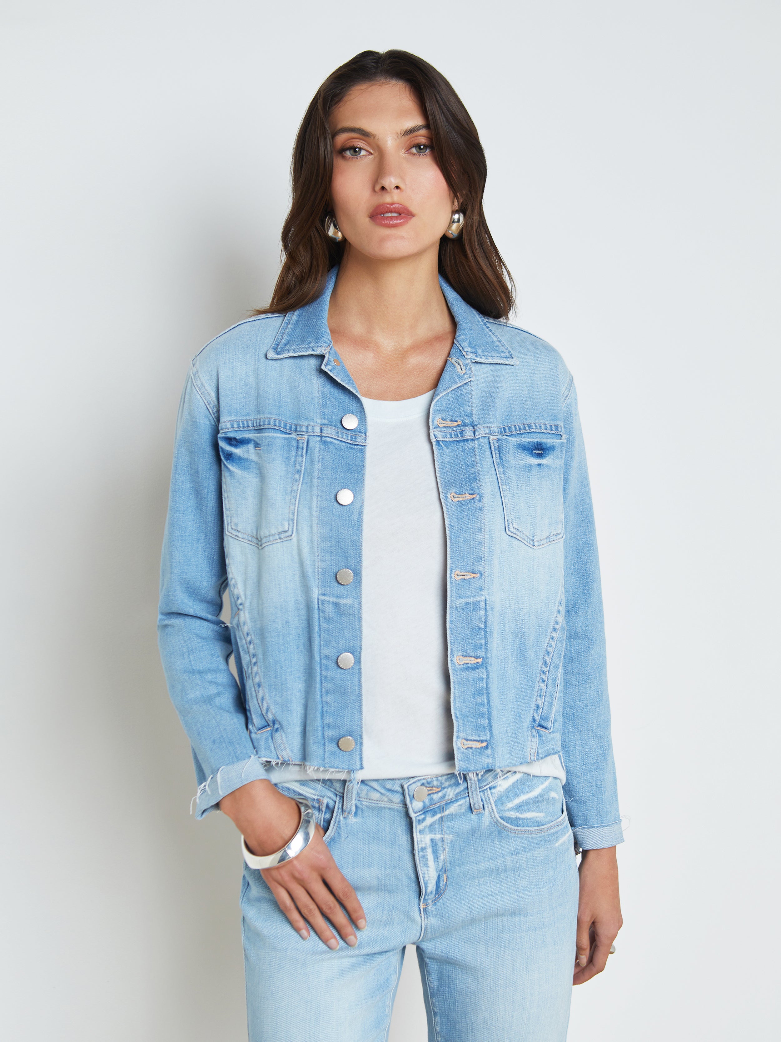 L Agence Janelle Denim Jacket In Blue