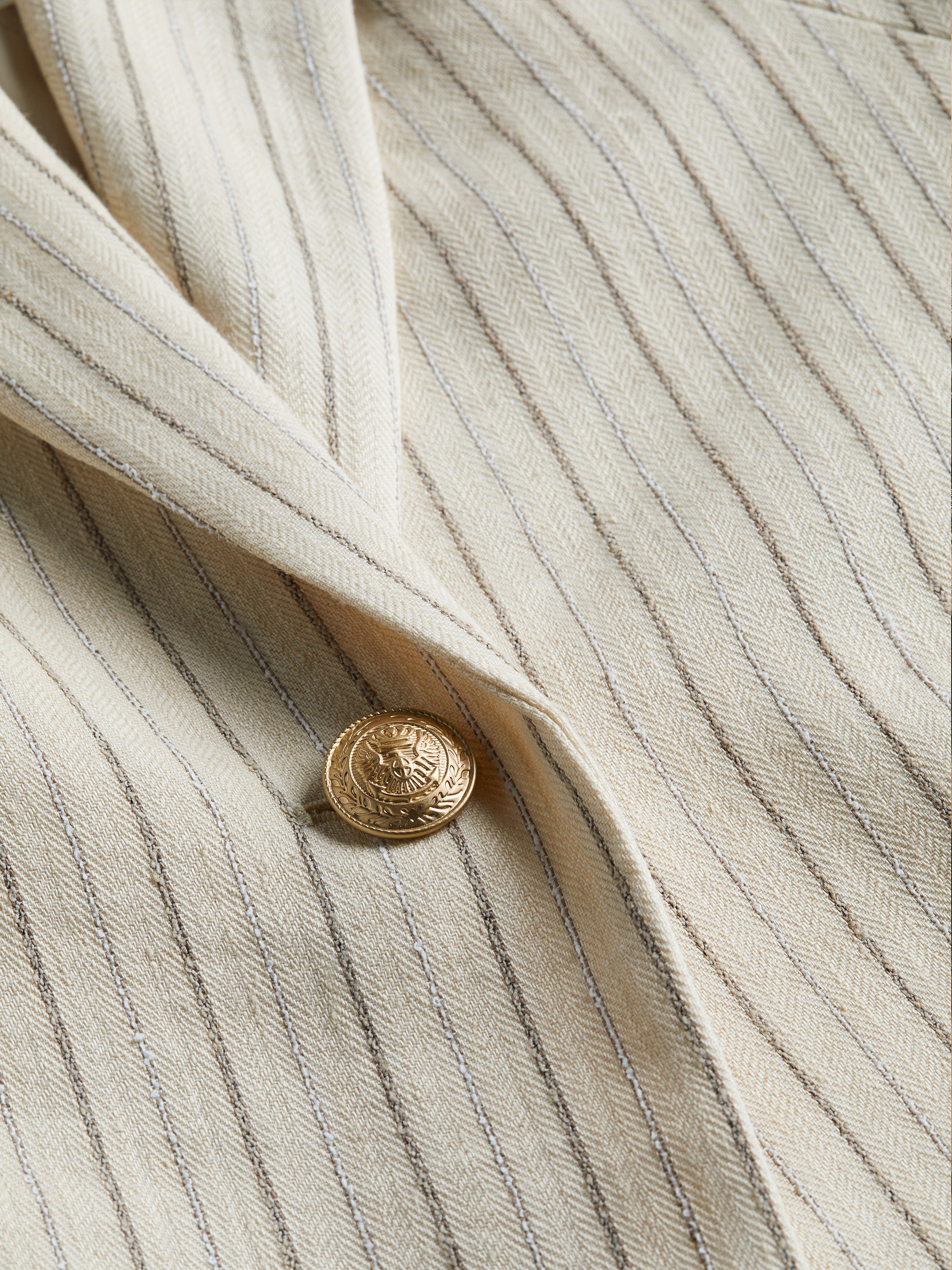 Shop L Agence Clementine Linen-blend Blazer In Bone/ivory Stripe