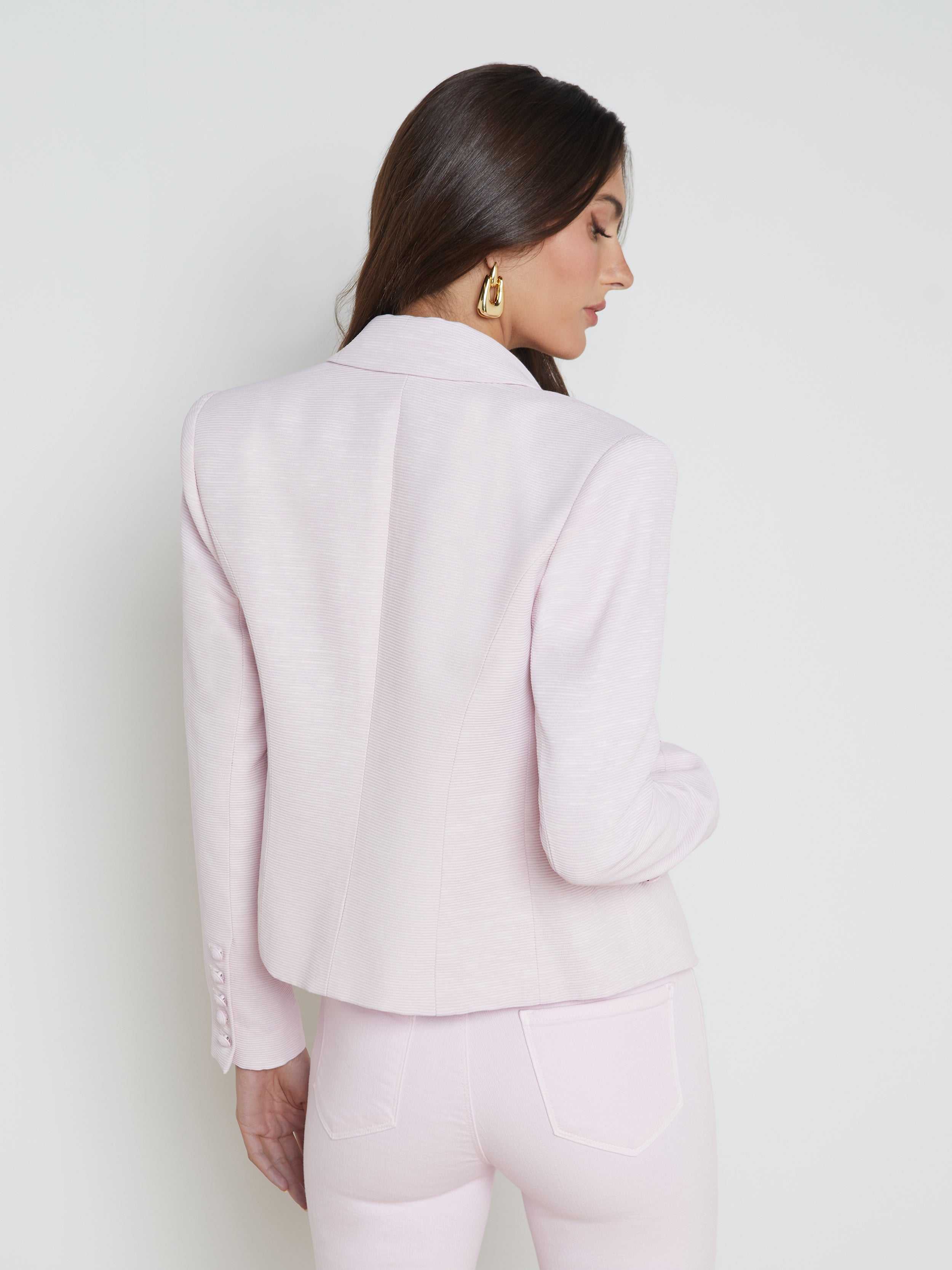 Shop L Agence Brooke Open-front Blazer In Lilac Snow/sketch Chain