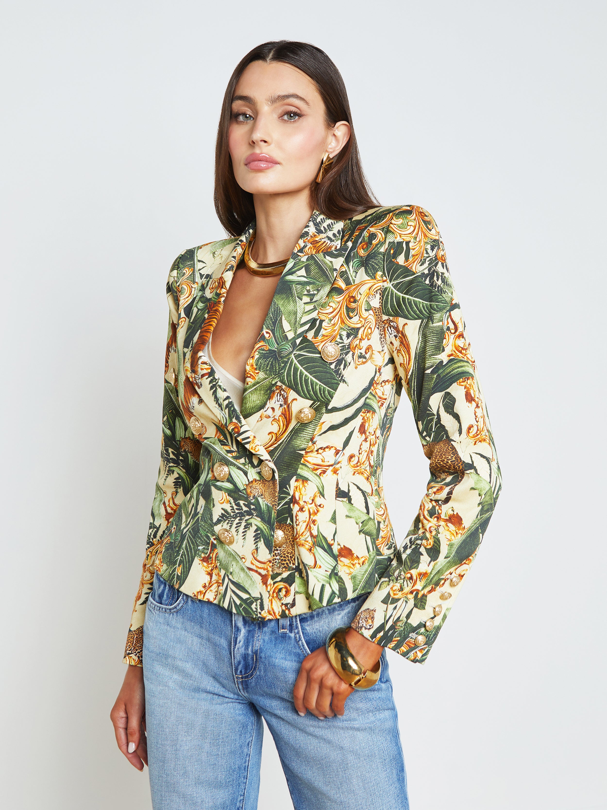 L Agence Bethany Tapered Blazer In Multi