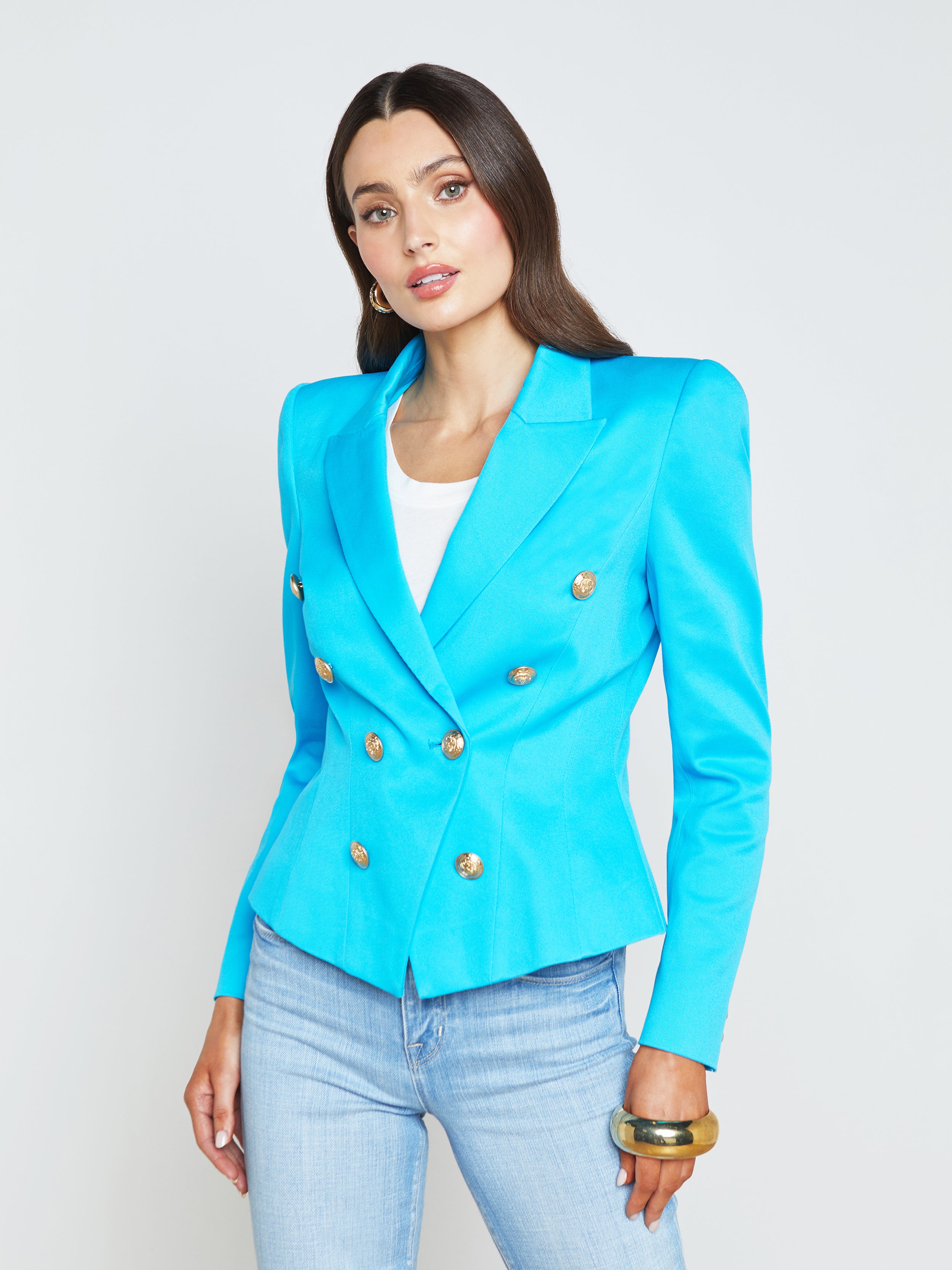 L Agence Bethany Tapered Blazer In Blue