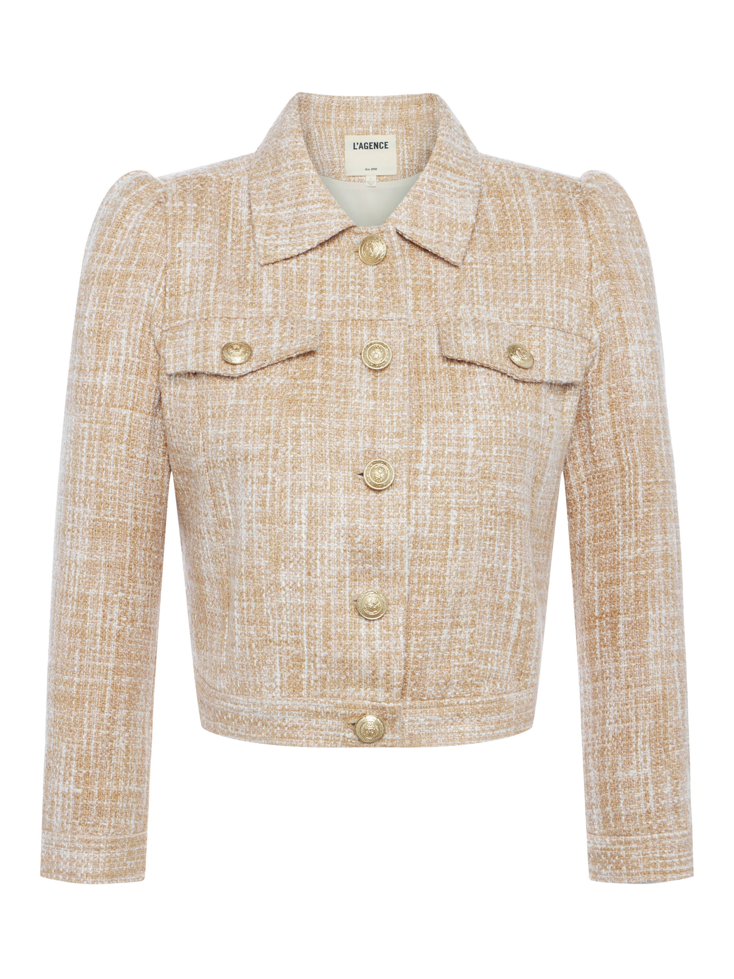 Shop L Agence Kasey Tweed Jacket In Bone Multi