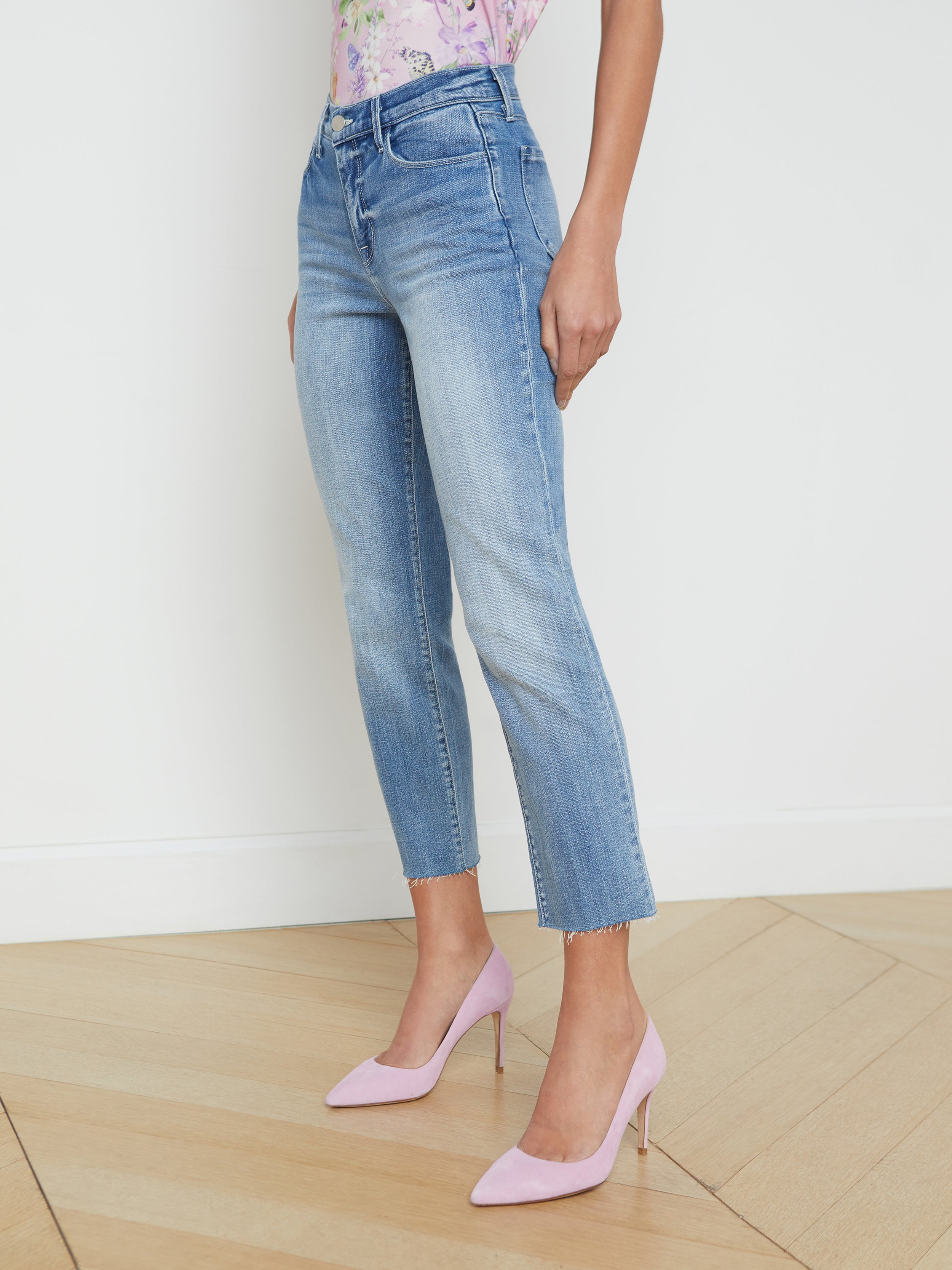Shop L Agence Sada Slim-leg Cropped Jean In Tuscany