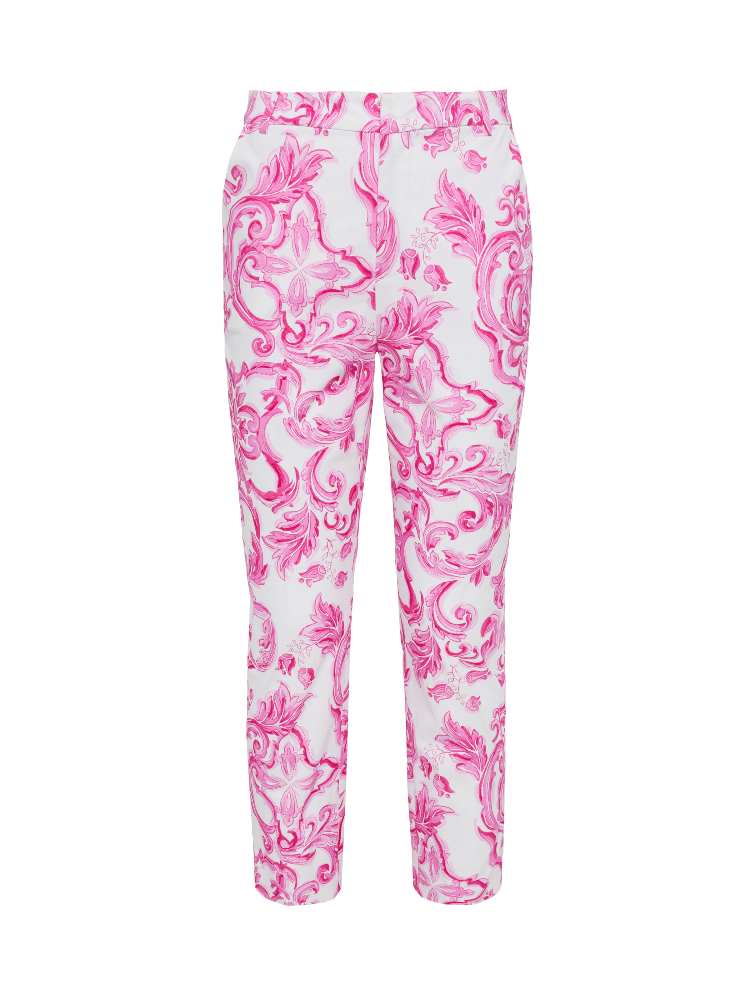 Shop L Agence Ludivine Trouser In White/pink Mediterranean Tile