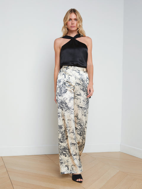 L'AGENCE Pilar Wide-Leg Pant In Pink Glo