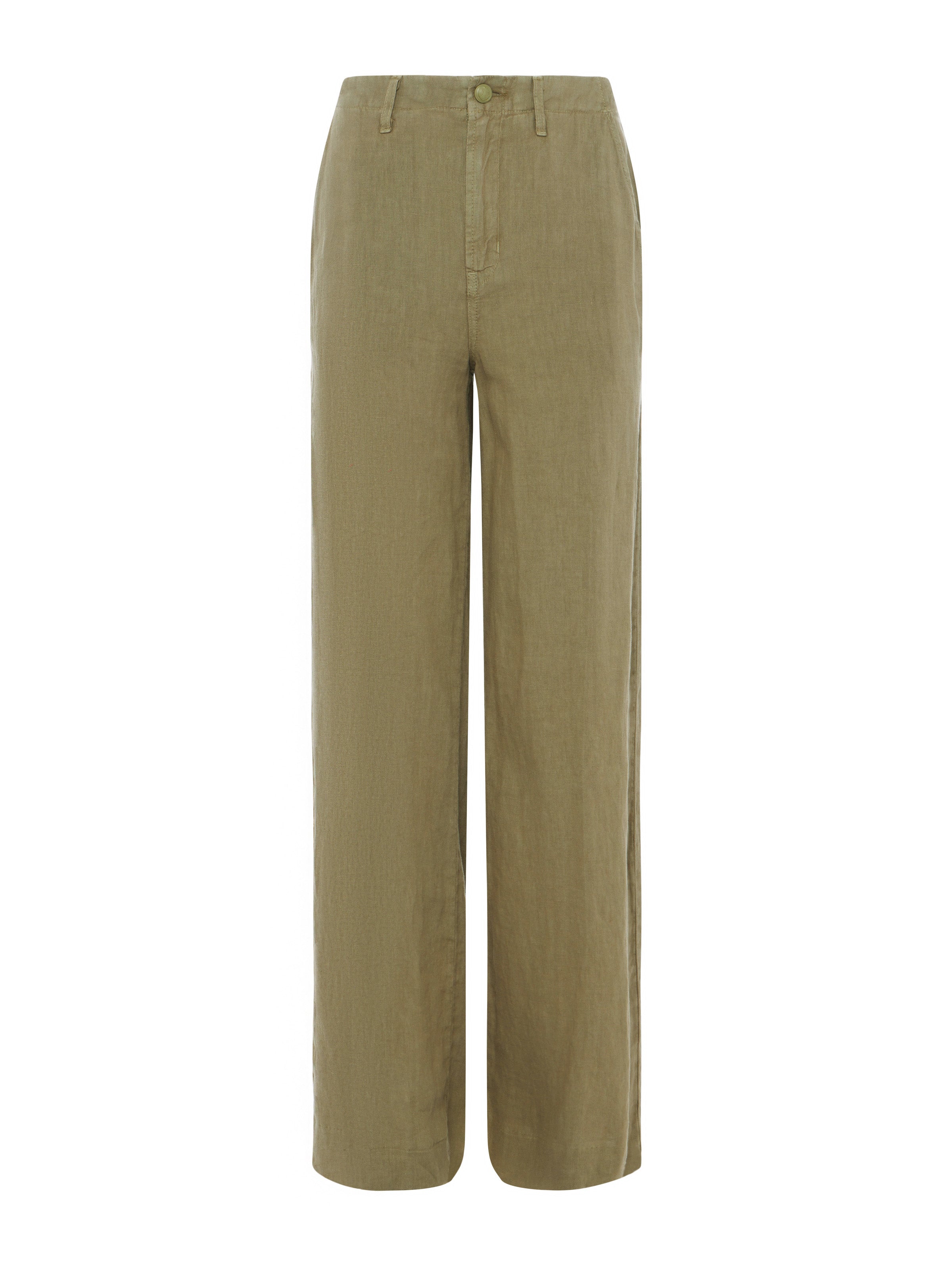 Shop L Agence Brie Linen Pant In Covert Green