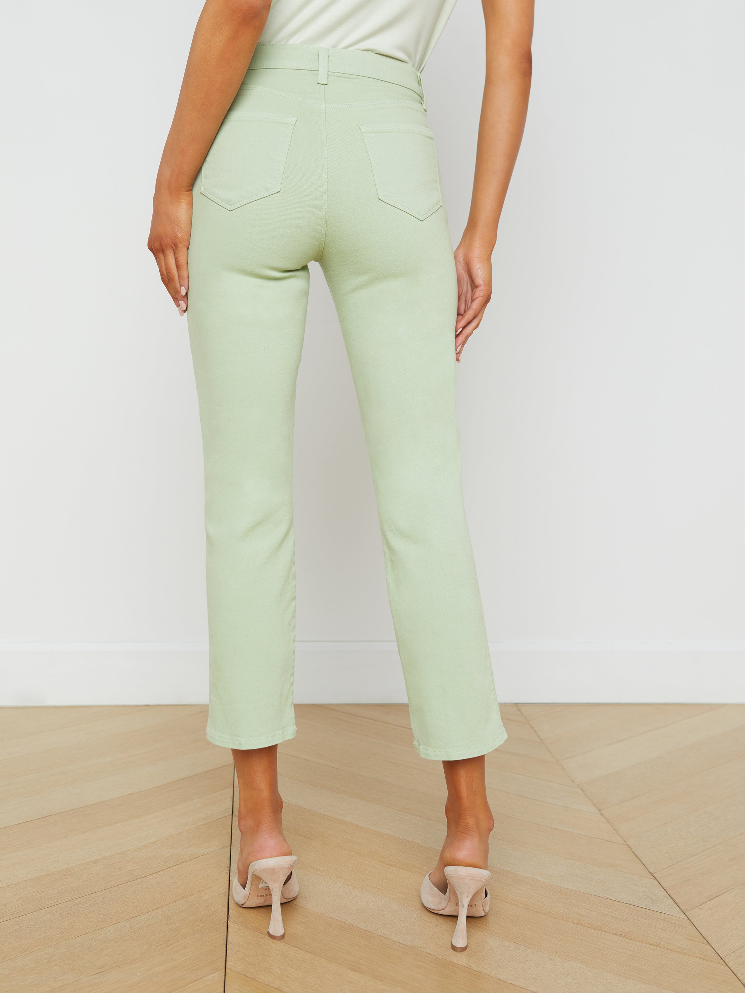 Shop L Agence Alexia Cropped Cigarette Jean In Laurel Green