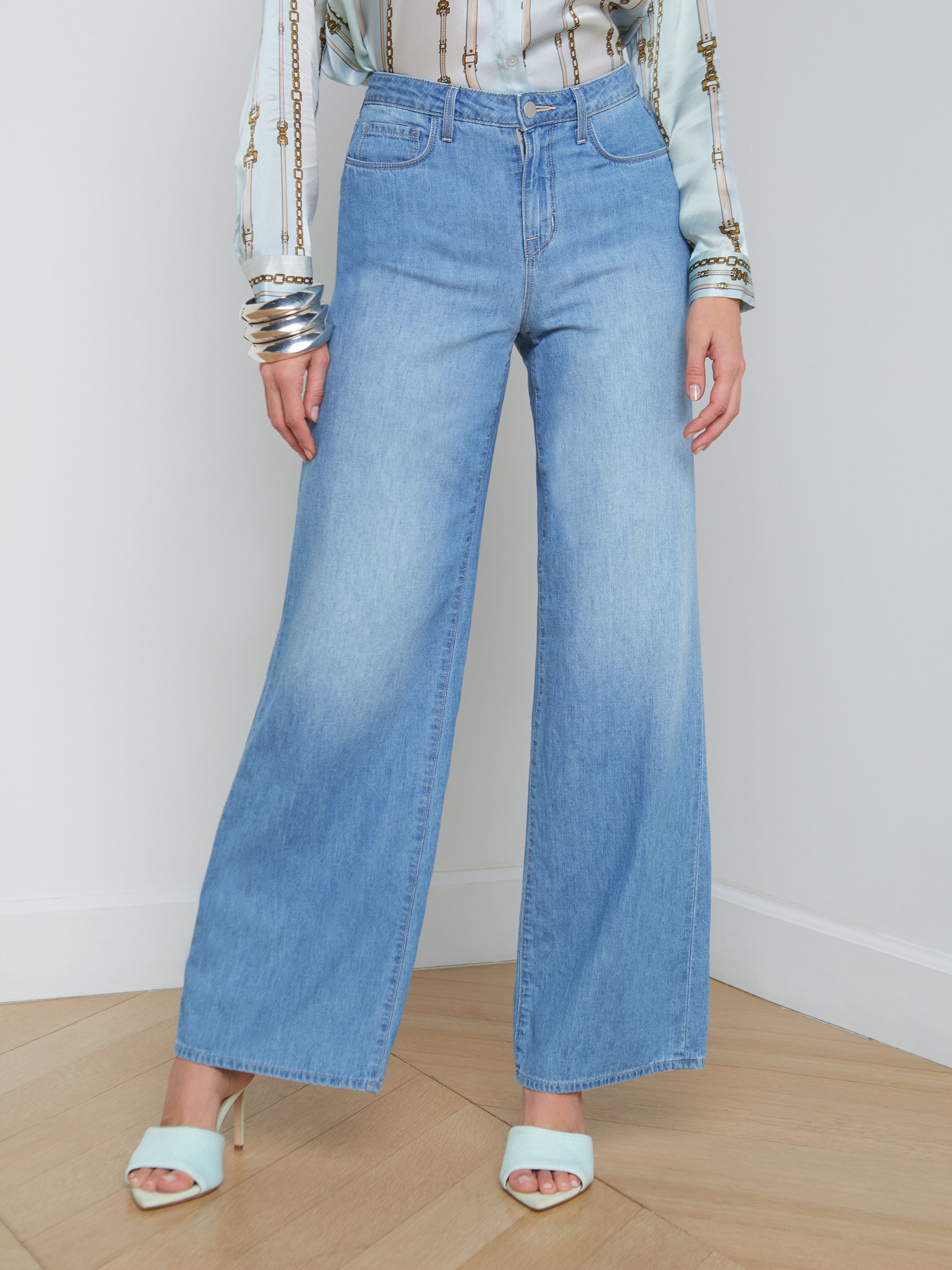 Shop L Agence Alicent Wide-leg Jean In Havana