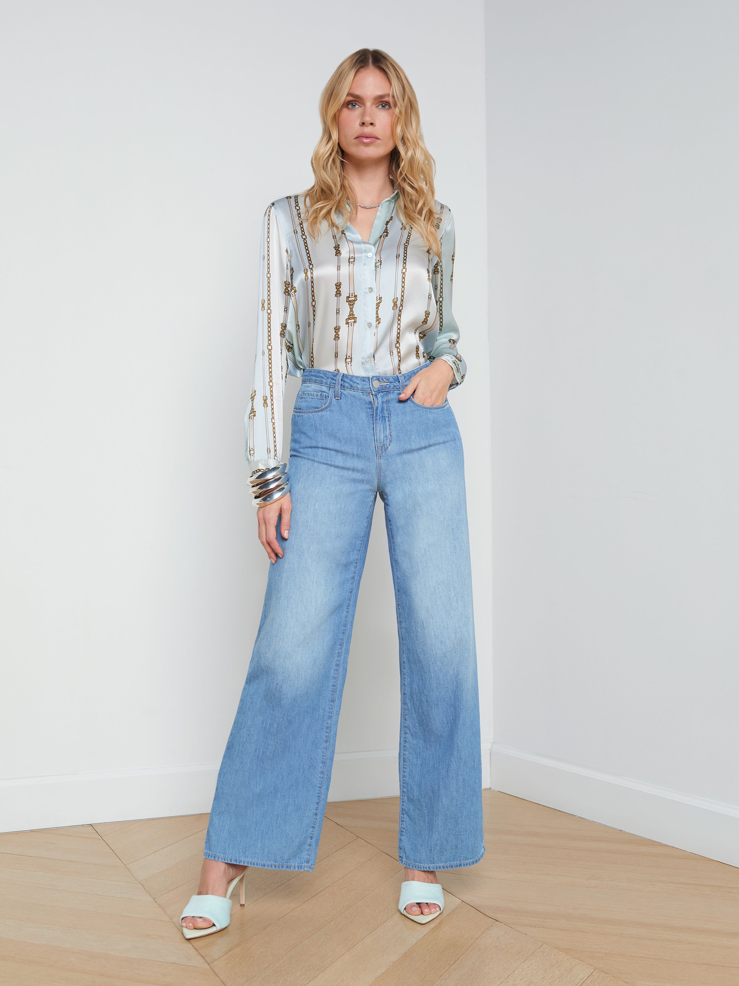 Shop L Agence Alicent Wide-leg Jean In Havana