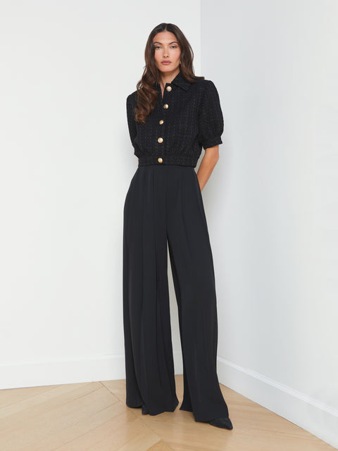 L'AGENCE Lillian Wide-Leg Pant in Frosty Spruce Multi Horse Chain