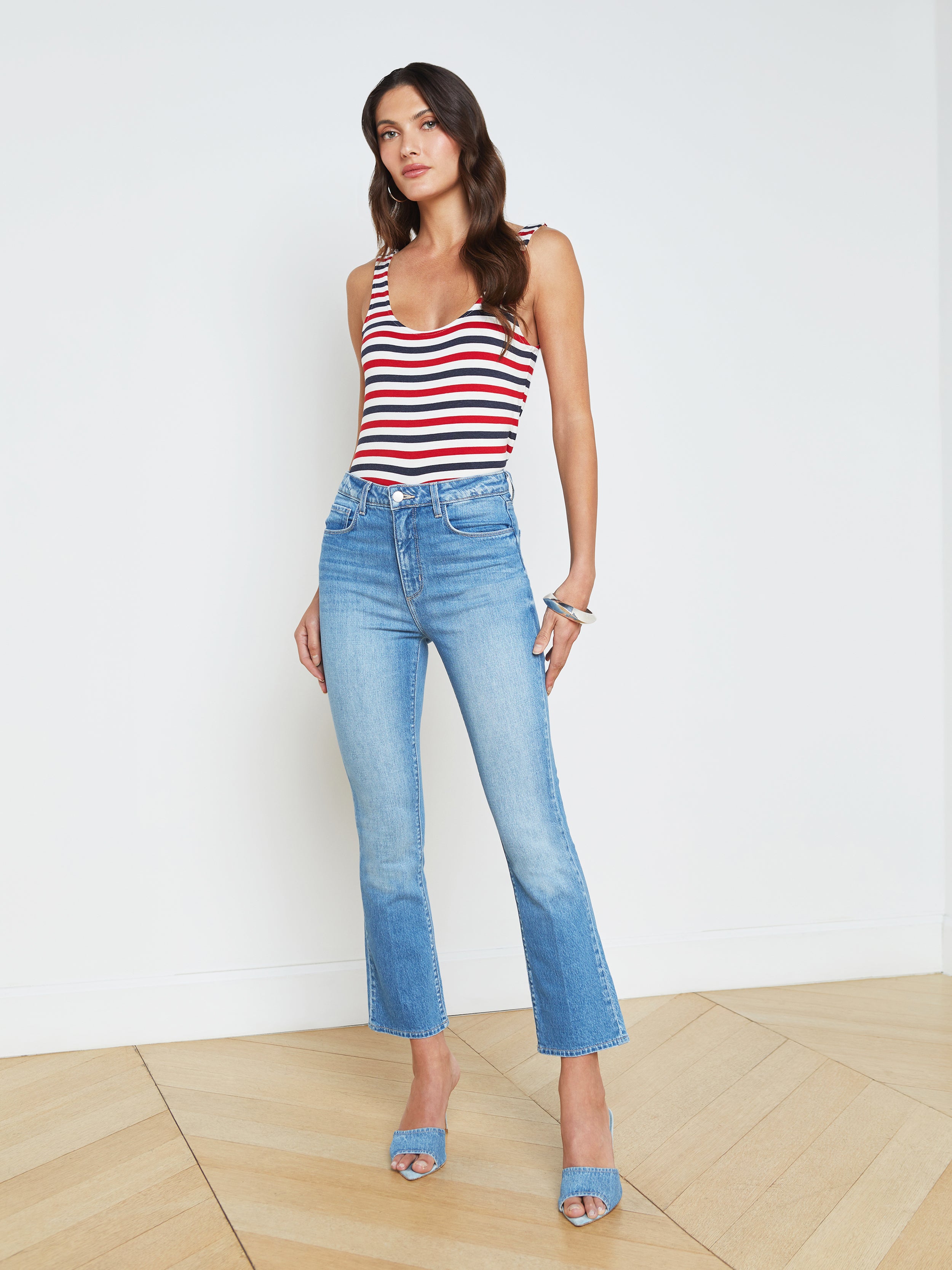 L Agence Mira Cropped Bootcut Jean In Blue