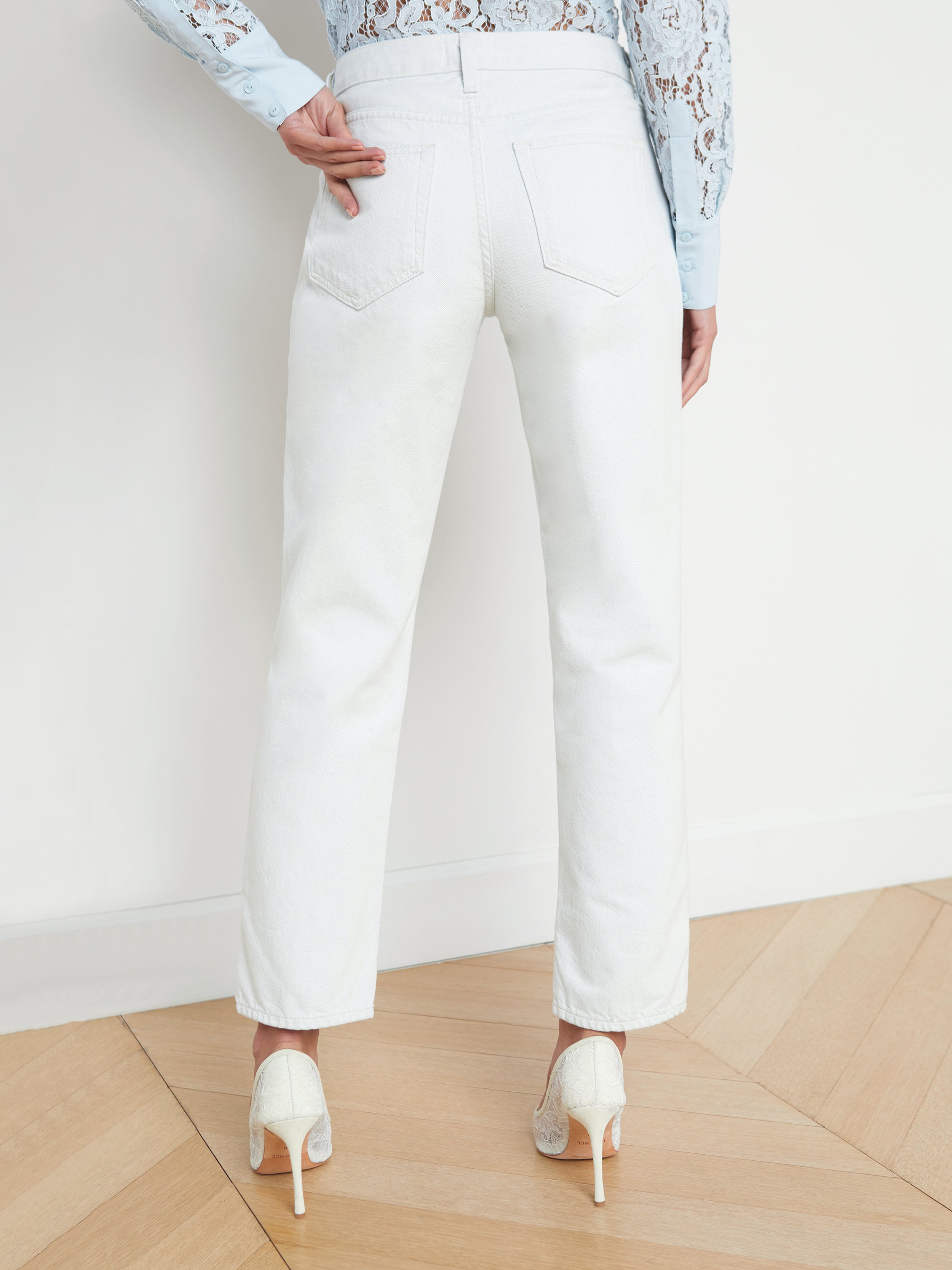 Shop L Agence Mateo Slouchy Straight-leg Jean In Blue Frost
