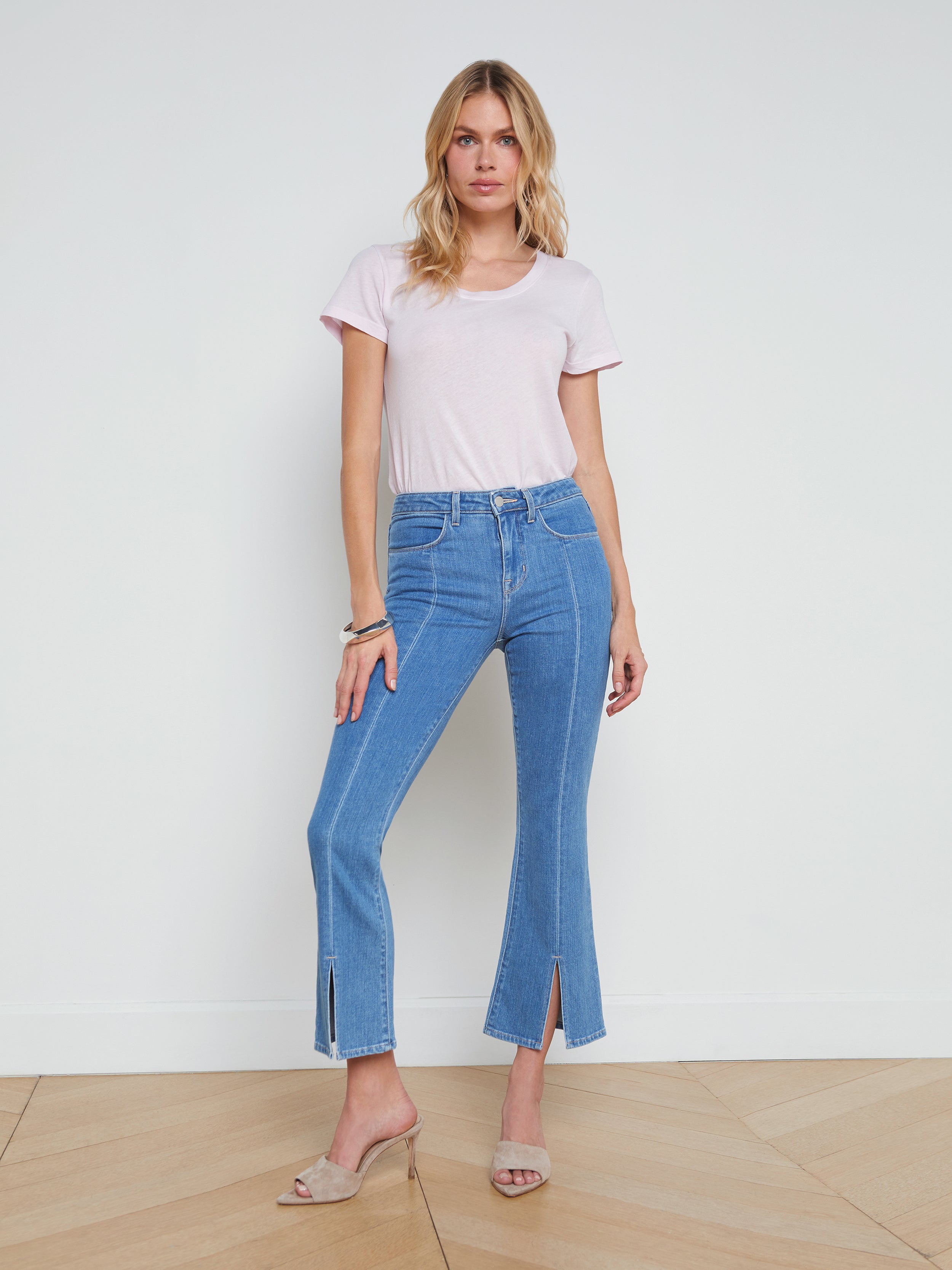 Shop L Agence Rue Split-hem Cropped Jean In Vienna