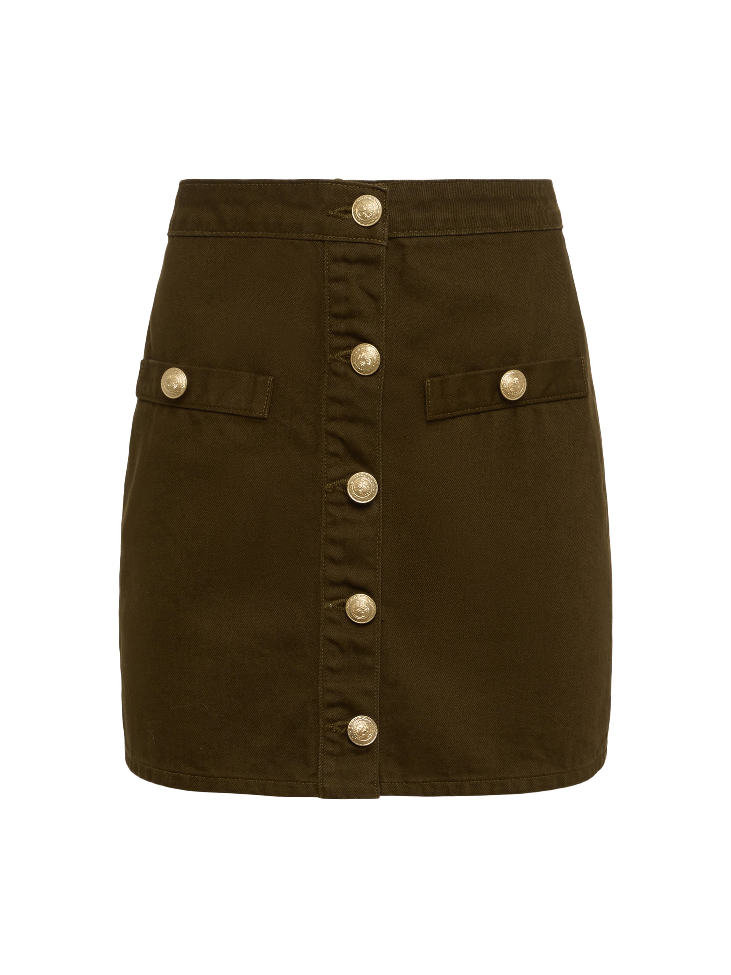 Shop L Agence Kris Denim Mini Skirt In Olive Grove