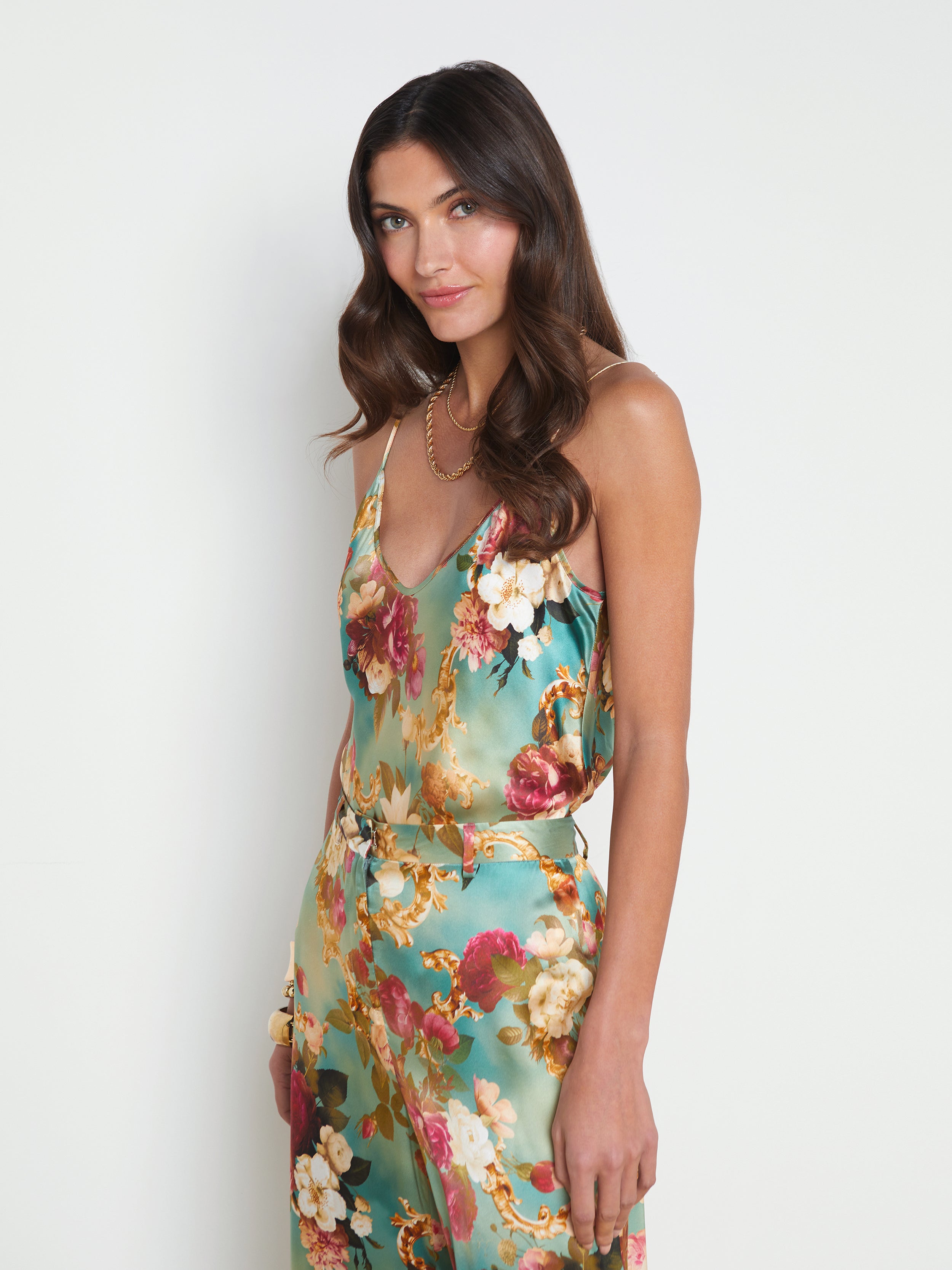 Shop L Agence Lexi Silk Camisole In Small Multi Rococo