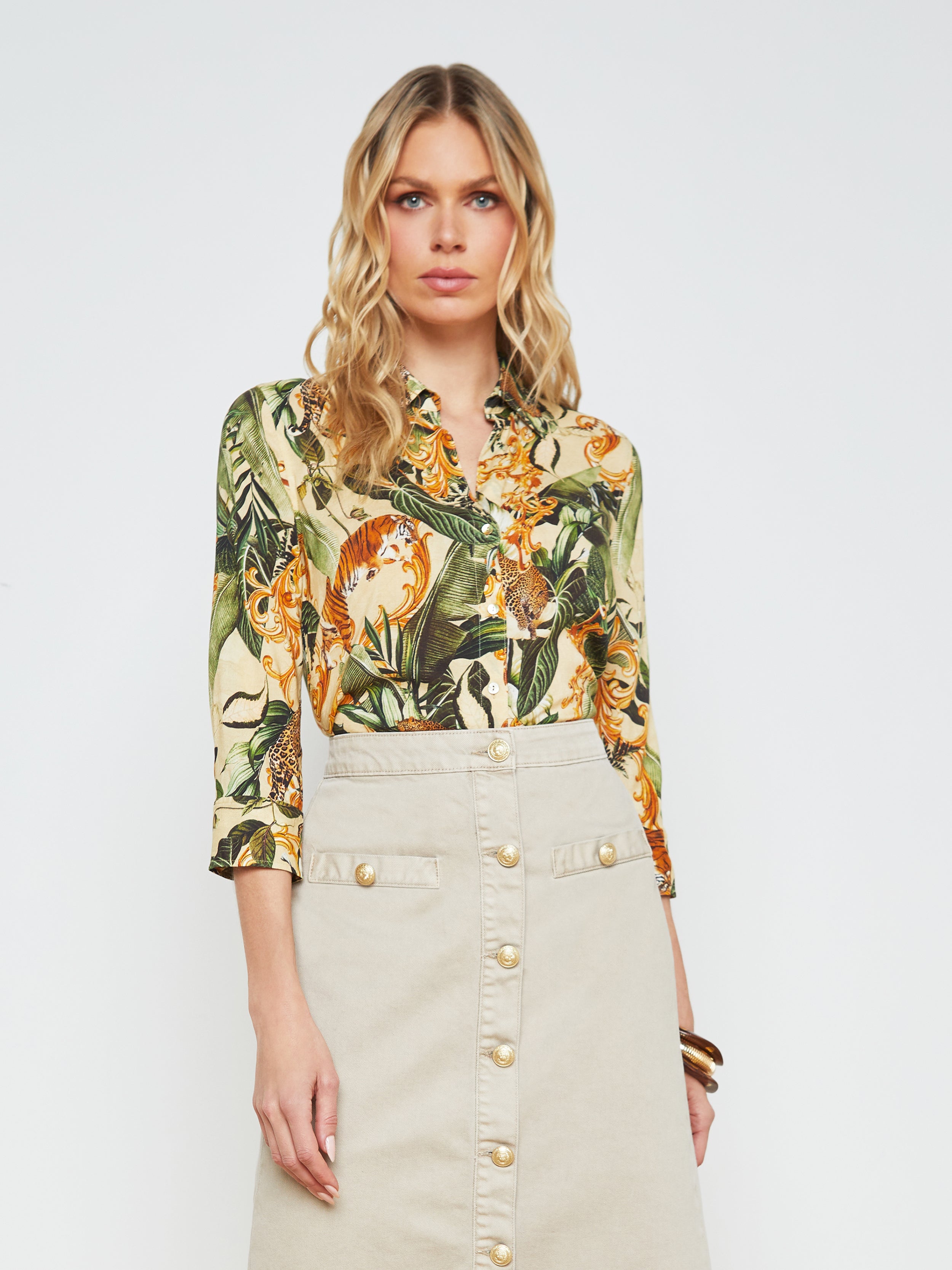 L Agence Camille Blouse In Green