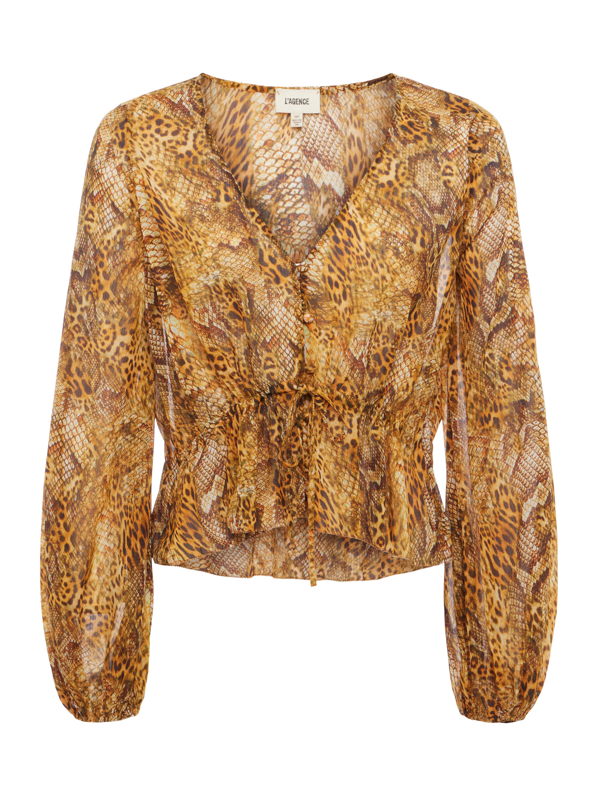 Shop L Agence Pixie Blouse In Gold Multi Mix Animal