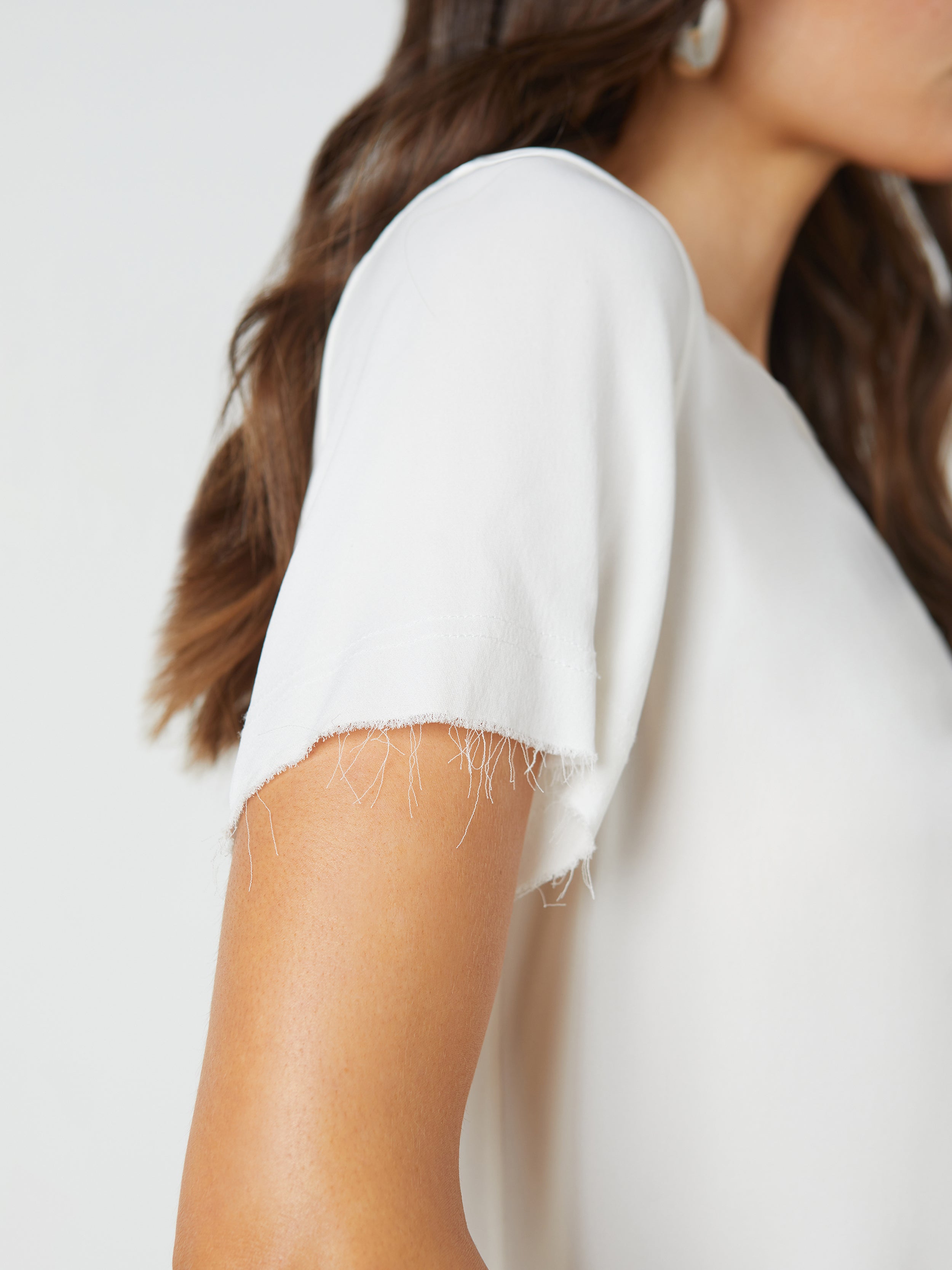 Shop L Agence Suzette Silk Raw-hem Tee In White