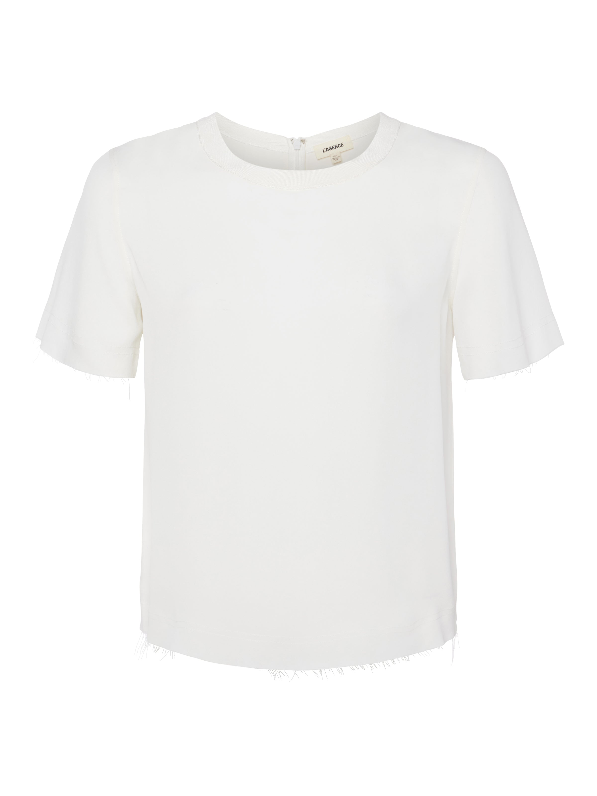 Shop L Agence Suzette Silk Raw-hem Tee In White