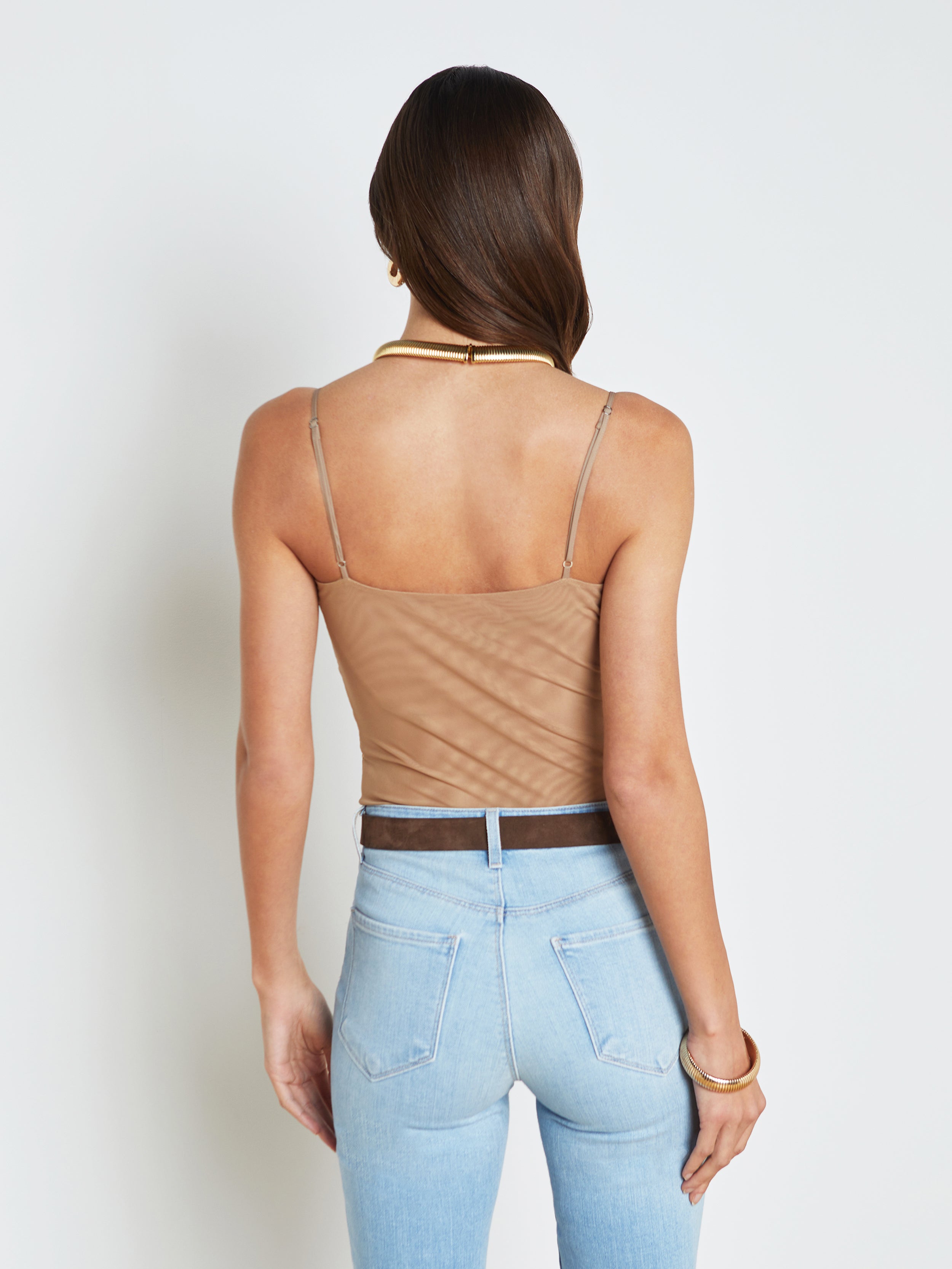 Shop L Agence Gelina Bodysuit In Dark Cappuccino