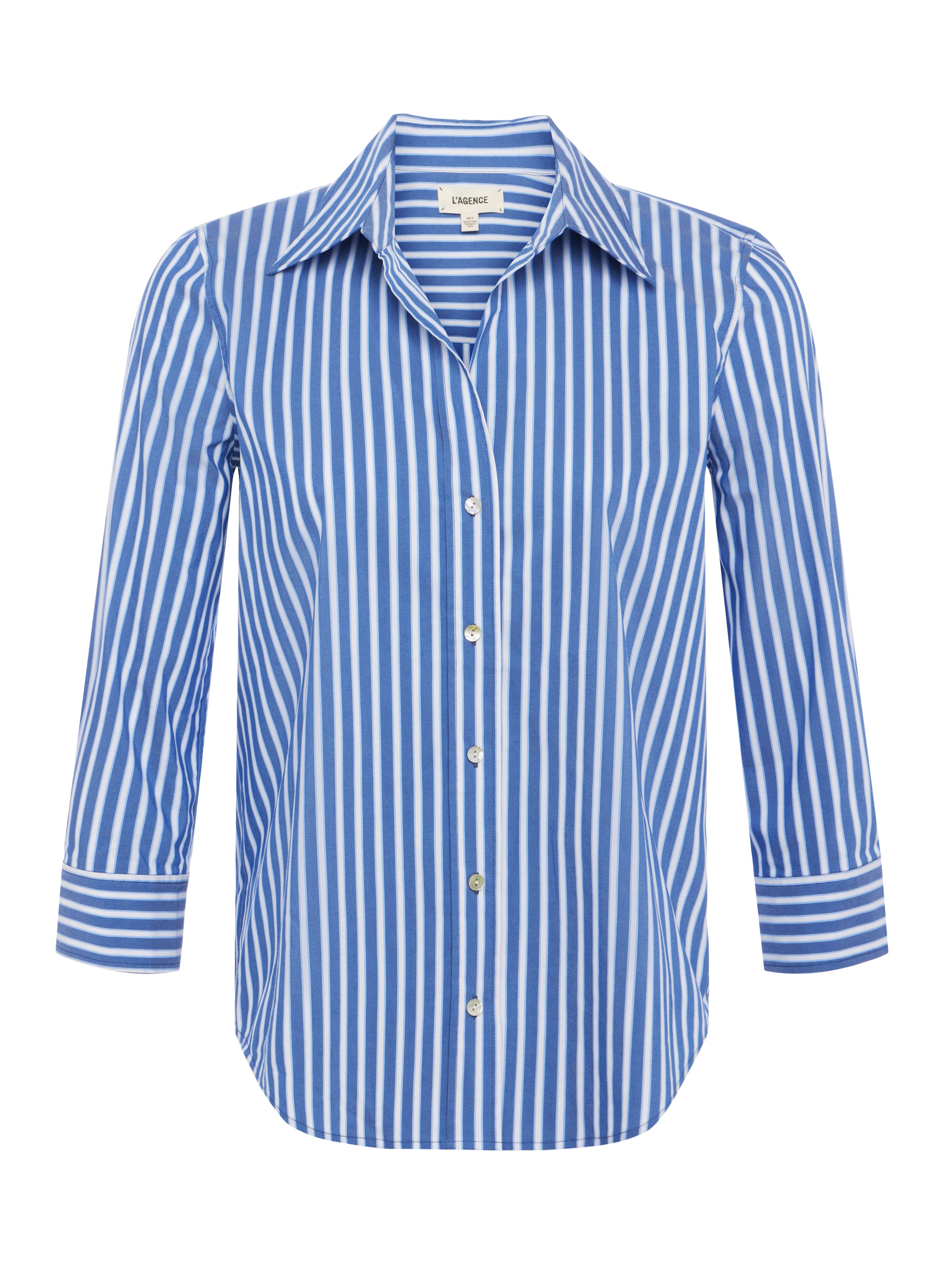 Shop L Agence Daniella Striped Blouse In Navy/blue Stripe